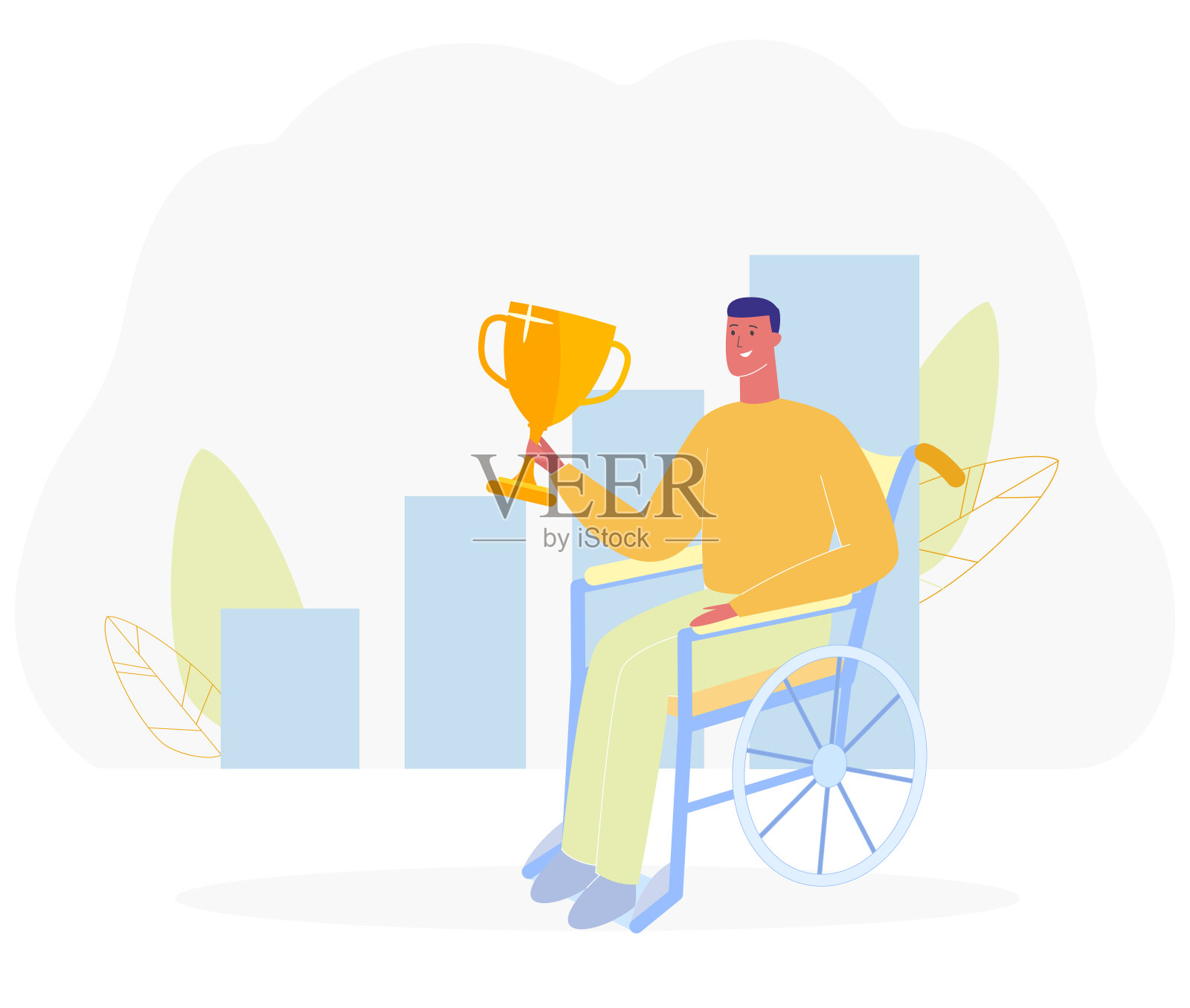 “轮椅上的快乐卡通人”荣获金杯插画图片素材