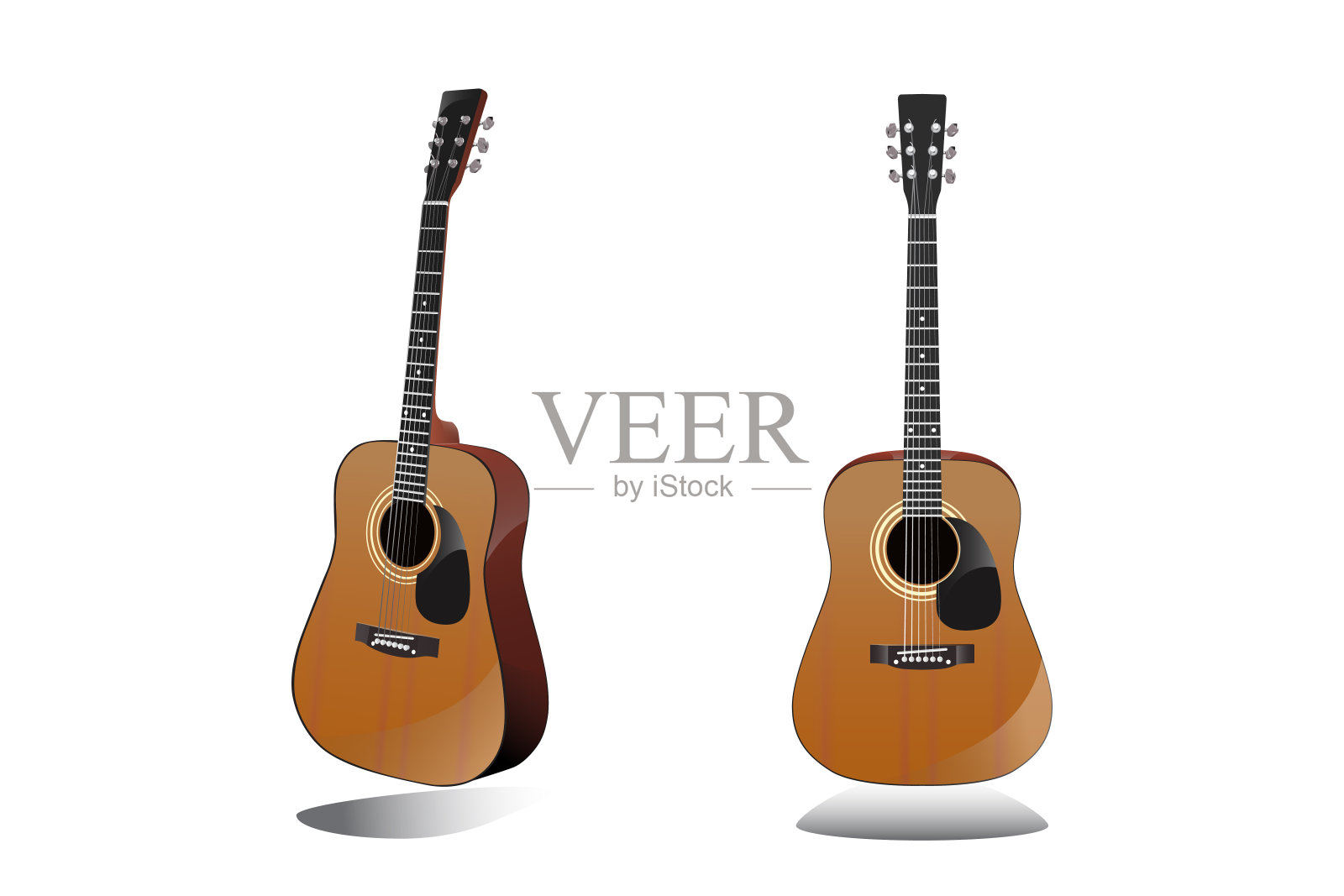 吉他正面,白色背景上的视图设计元素图片