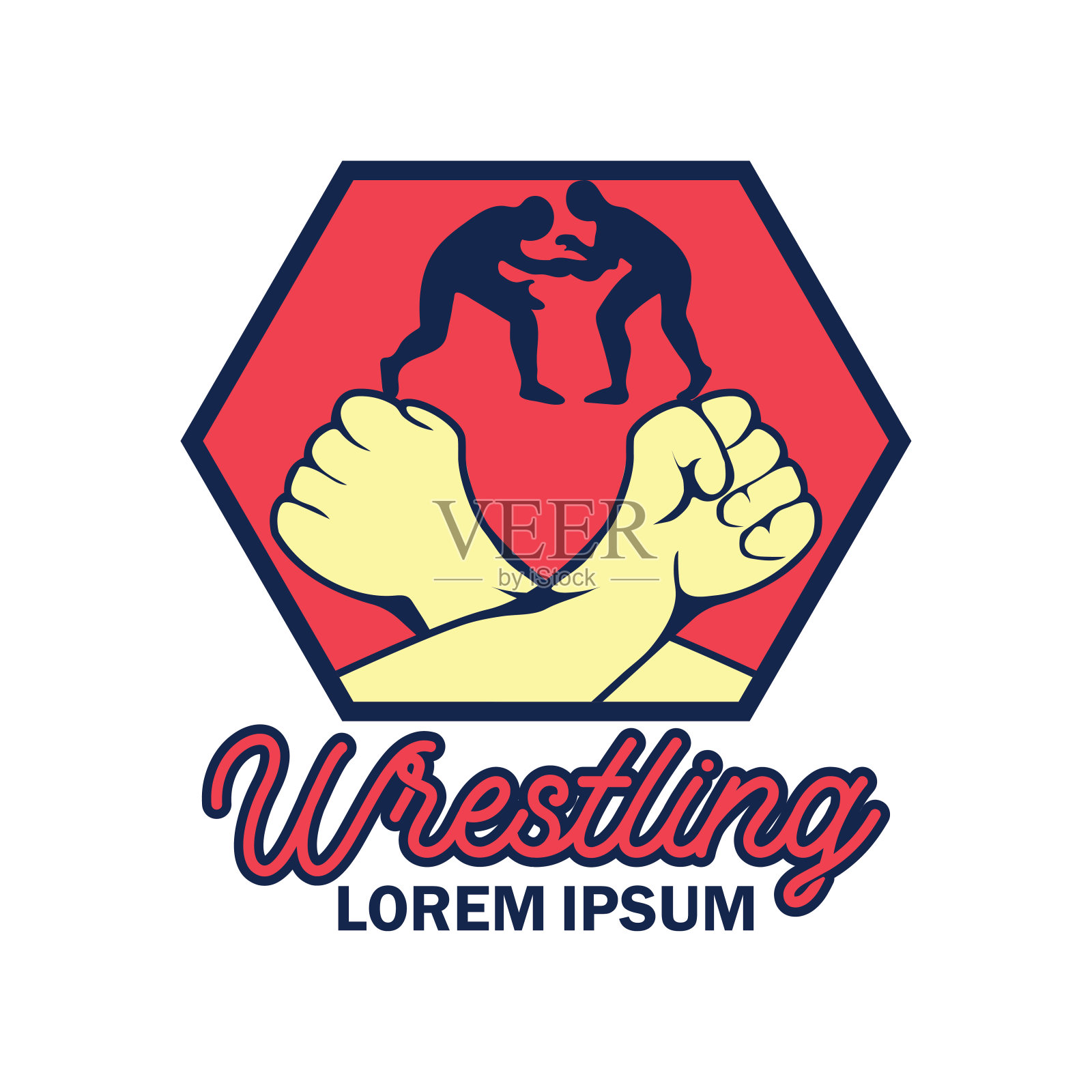 摔跤标志与文字空间为您的口号/标签线,矢量插图插画图片素材
