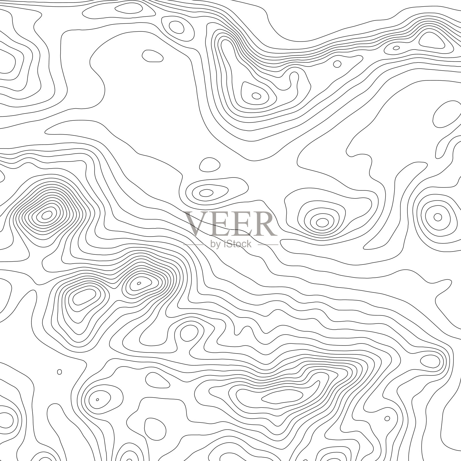 绘制地形图线。矢量抽象地形图概念与空间为您的副本。黑白波浪。抽象的剪纸。抽象的彩色波。波浪横幅。颜色的几何形式。插画图片素材