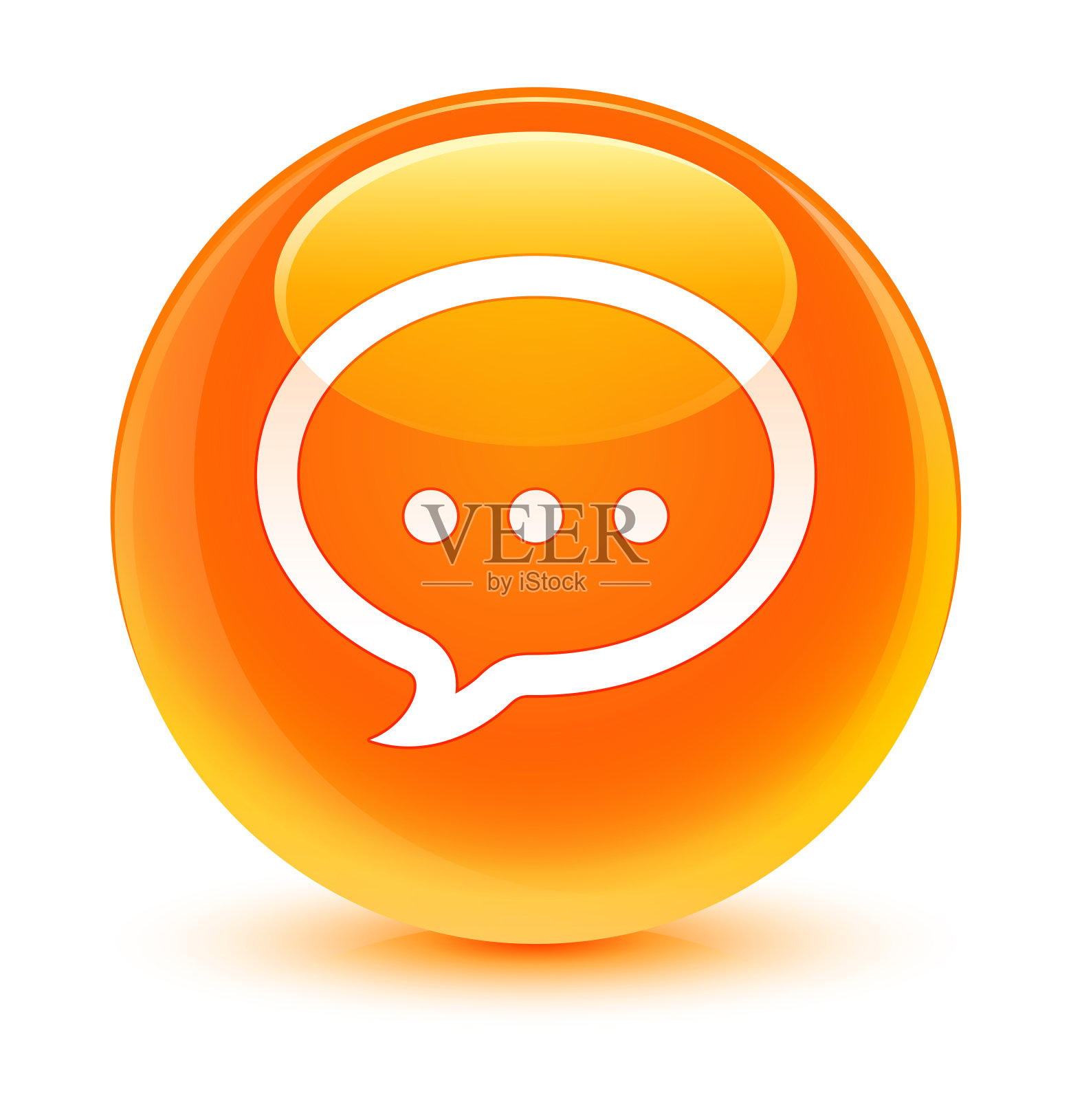 谈话图标玻璃橙色圆形按钮图标素材