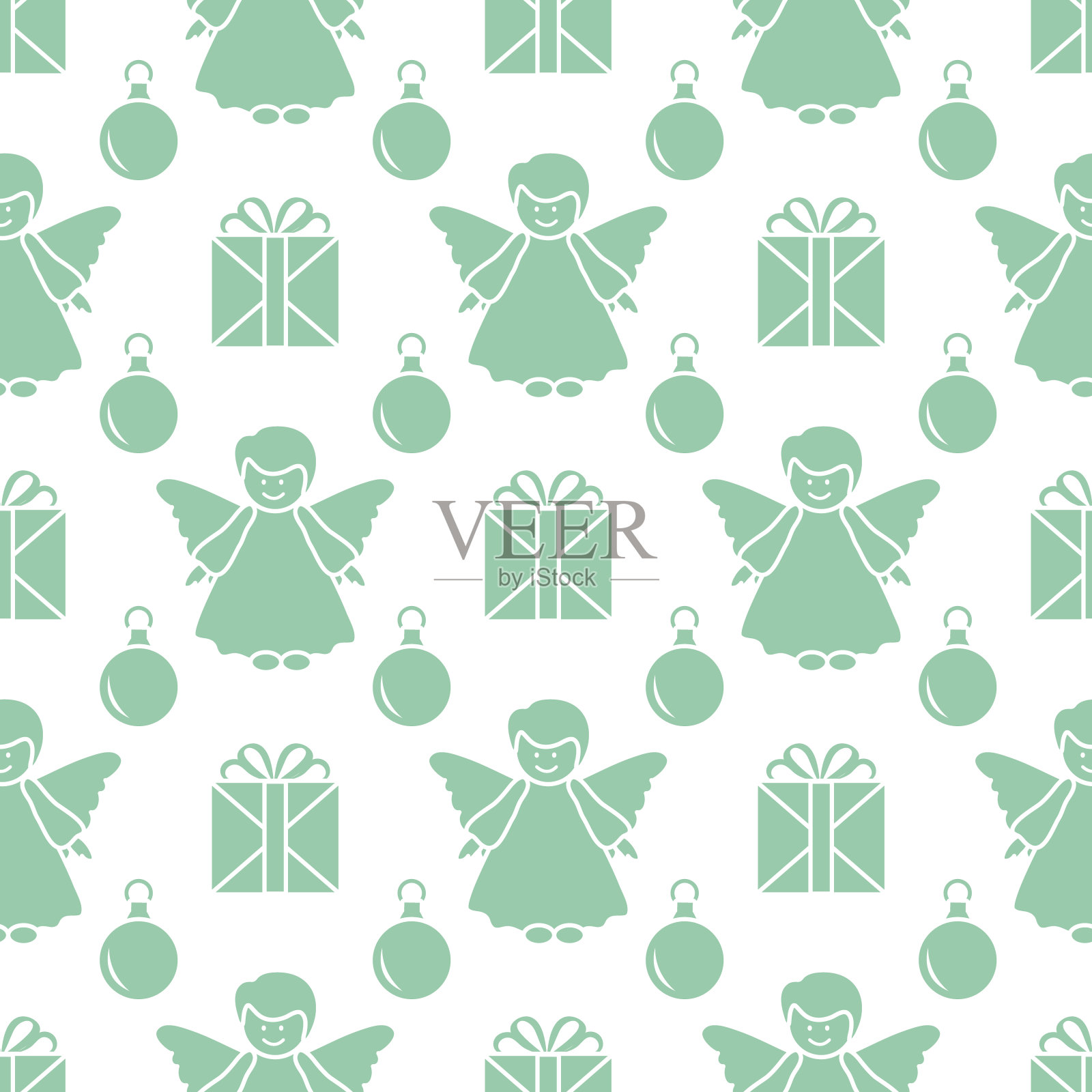 2020年新年,圣诞矢量无缝格局插画图片素材