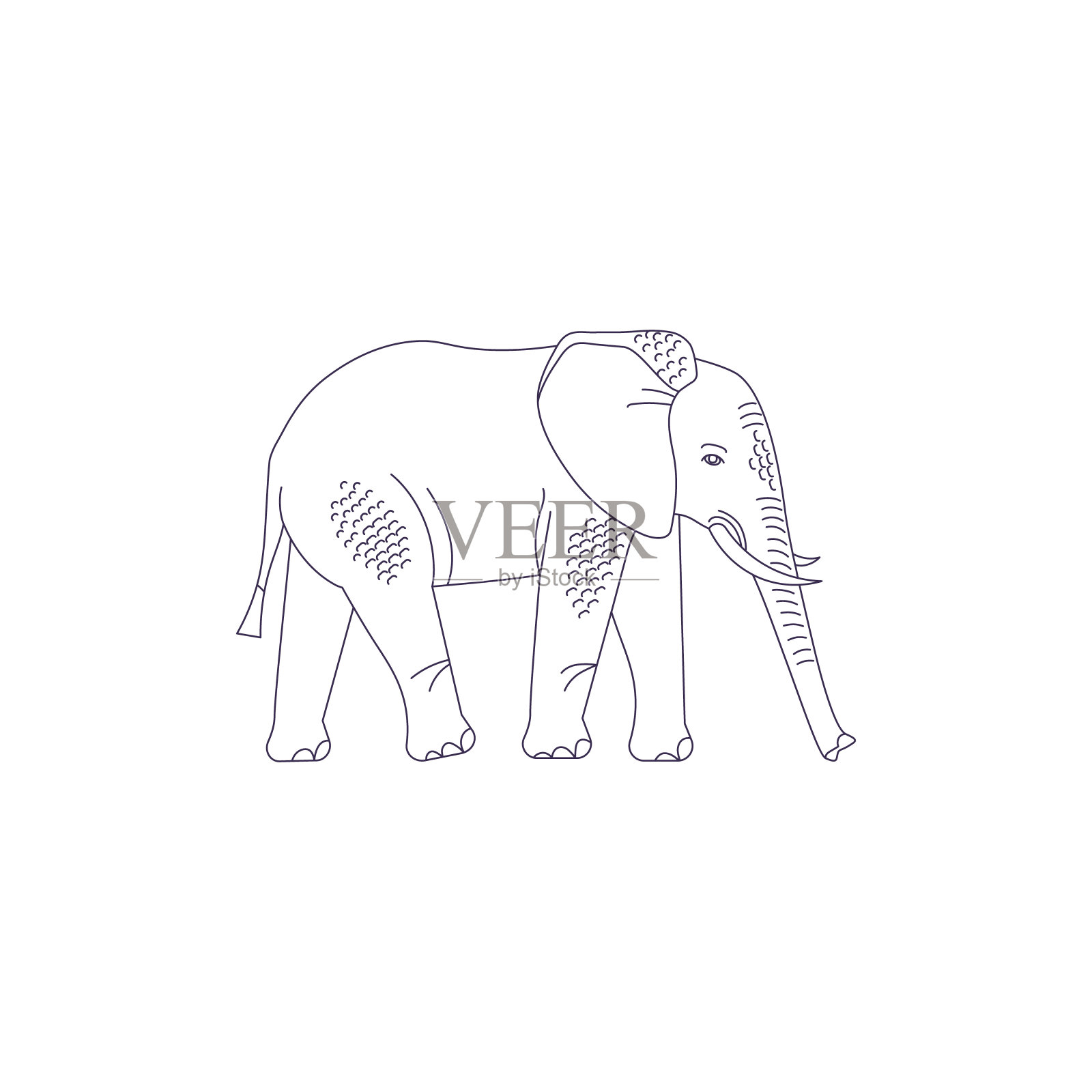 线条风格象的图标。设计元素图片