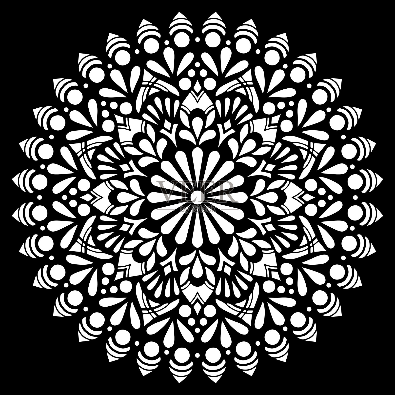 图案曼陀罗白色模具涂鸦素描插画图片素材