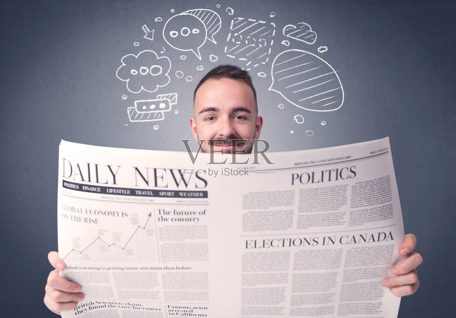 商人读报纸照片摄影图片