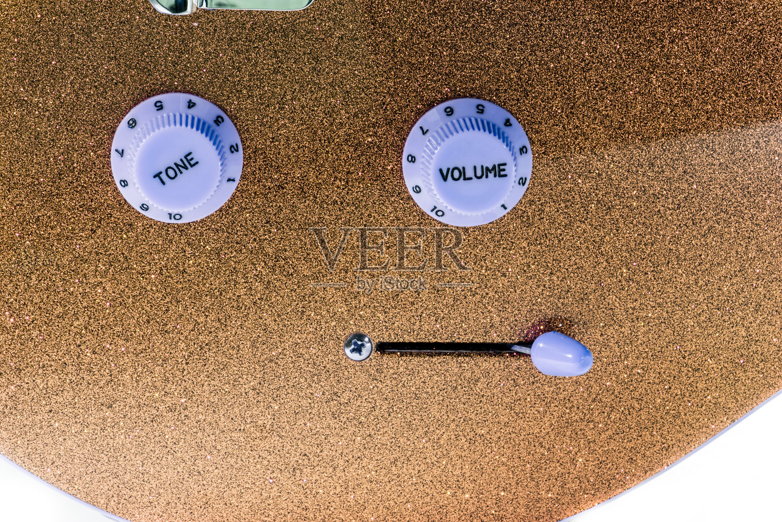 方音乐。音量和音调控制。黄金魅力摇滚电吉他照片摄影图片