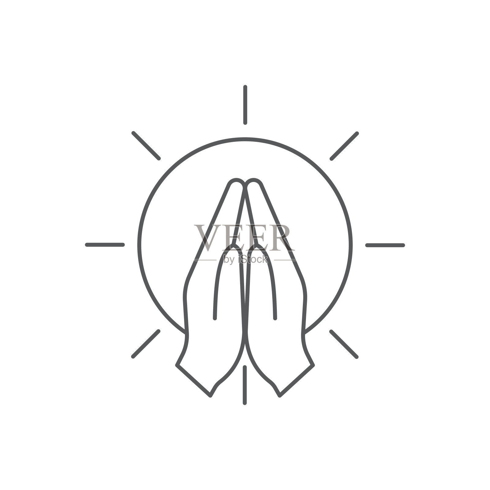 祈祷的手矢量图标符号孤立在白色的背景插画图片素材