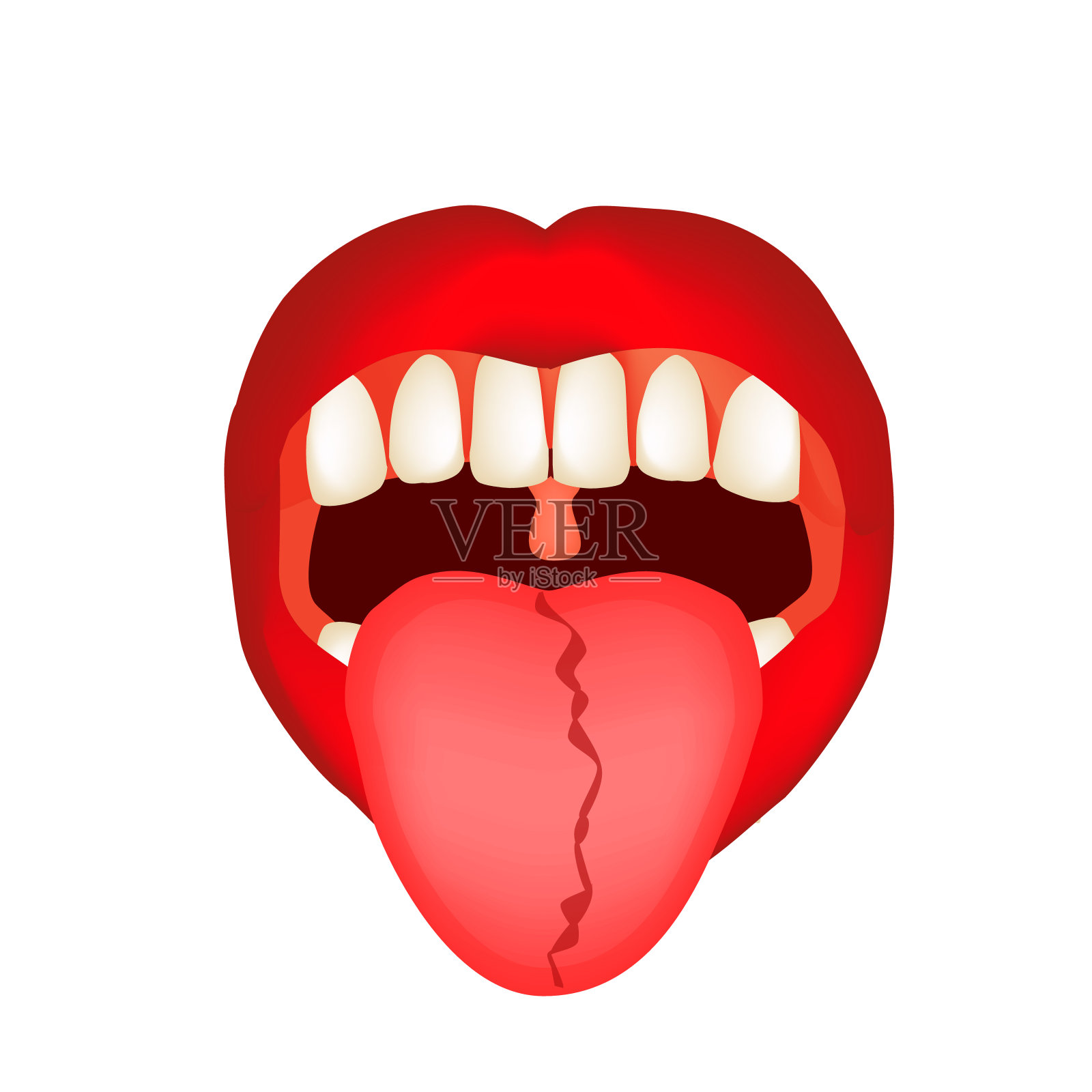 舌头中线的弯曲。根据人类语言对疾病的定义。诊断的舌头。舌矢量插图上孤立的背景。插画图片素材