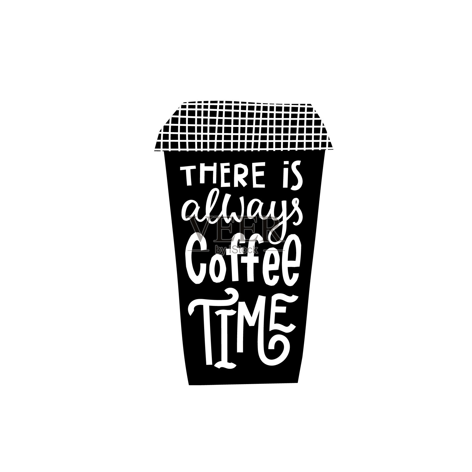 总是咖啡时间衬衫上有引号插画图片素材