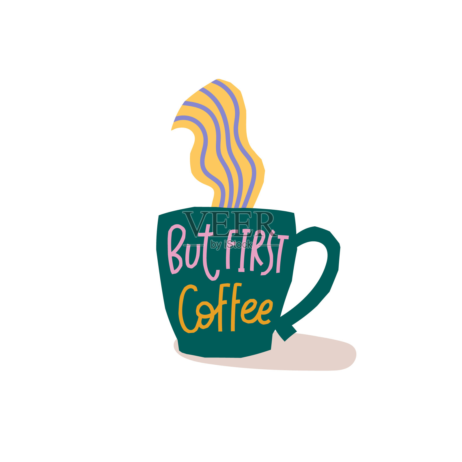 但首先是咖啡衬衫的报价字母插画图片素材