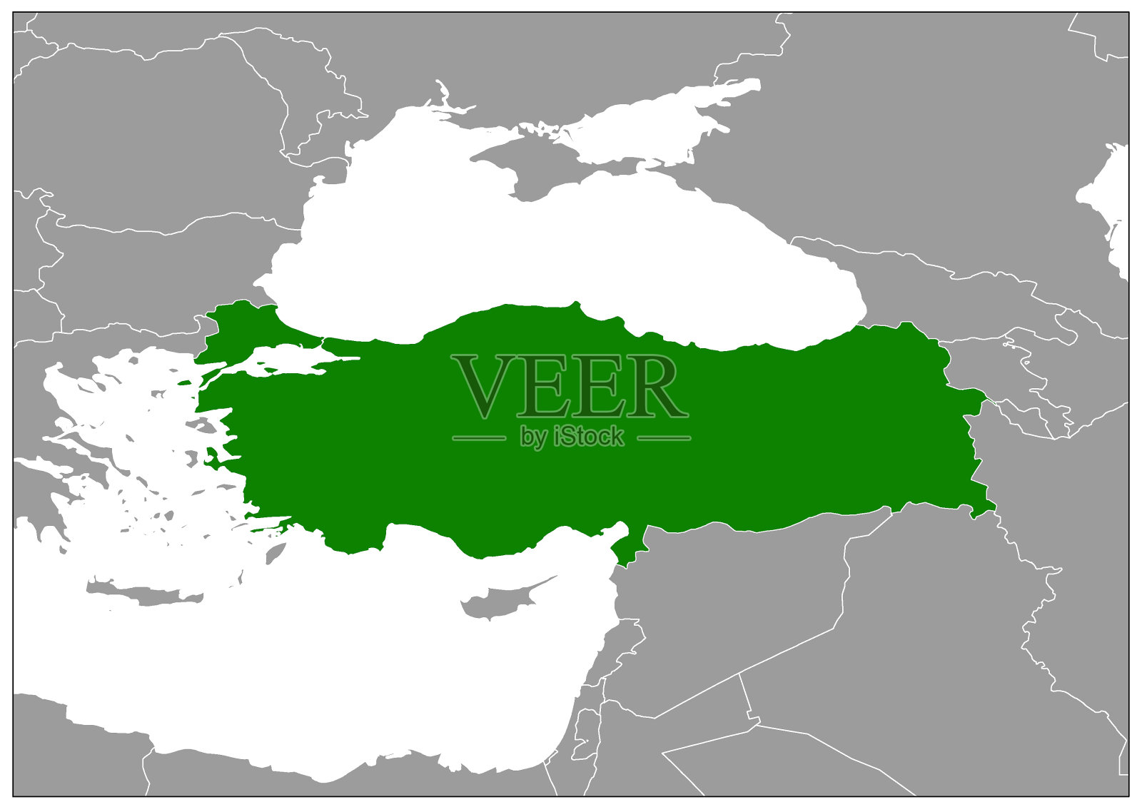 土耳其地图在灰色基地绿色视图插画图片素材