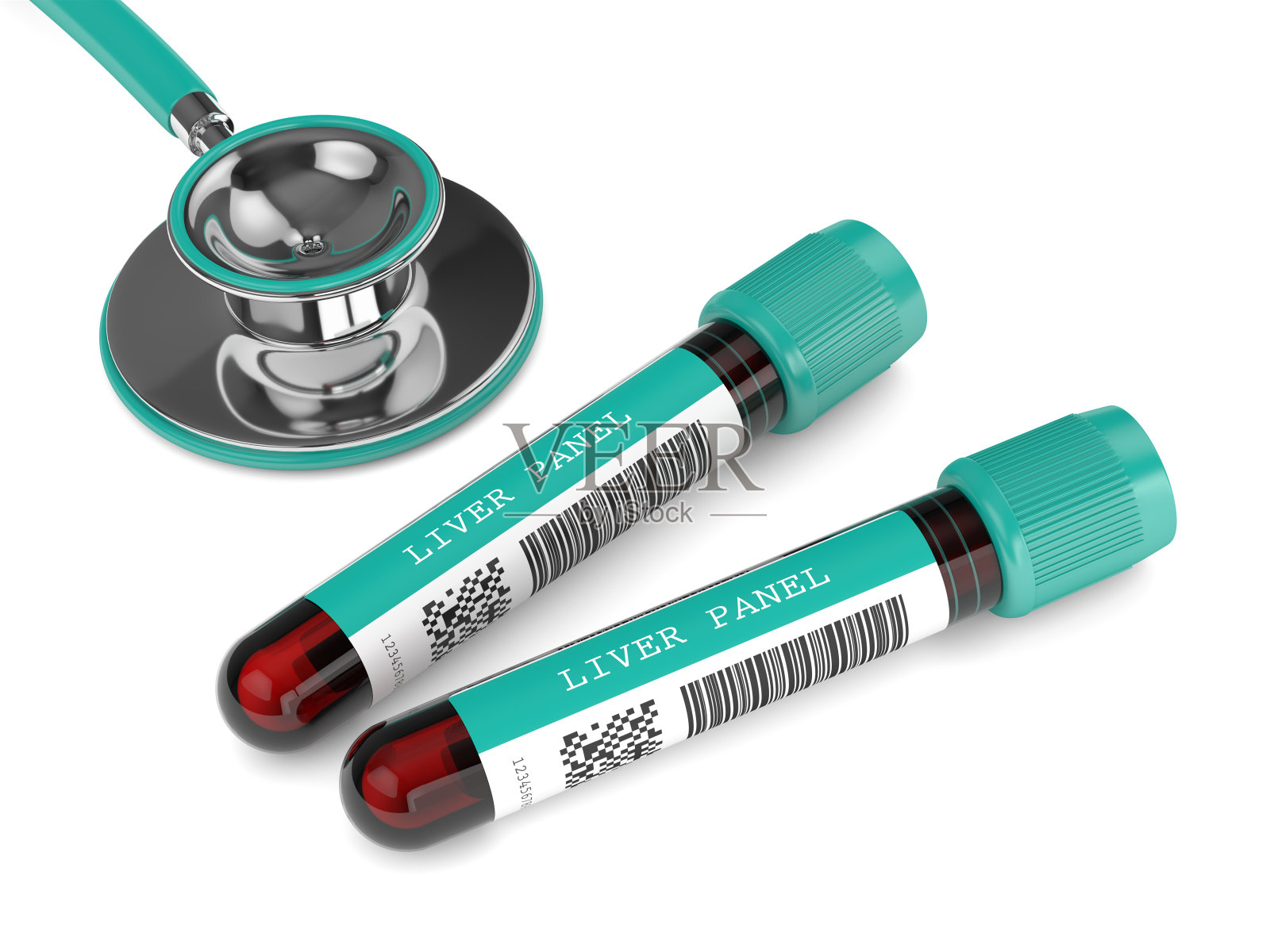 肝脏面板血液试管的3d渲染在白色照片摄影图片