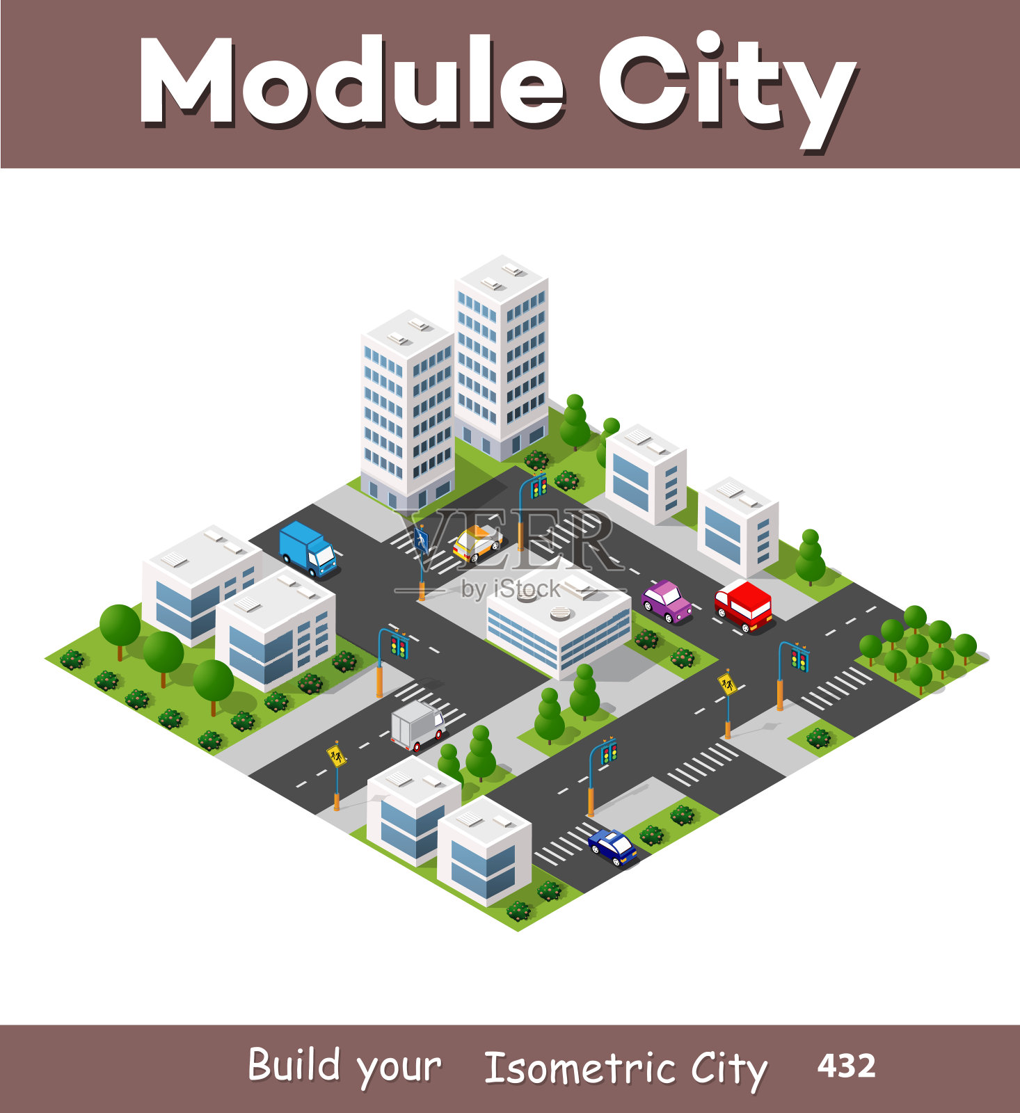 等距3d树木森林插画图片素材