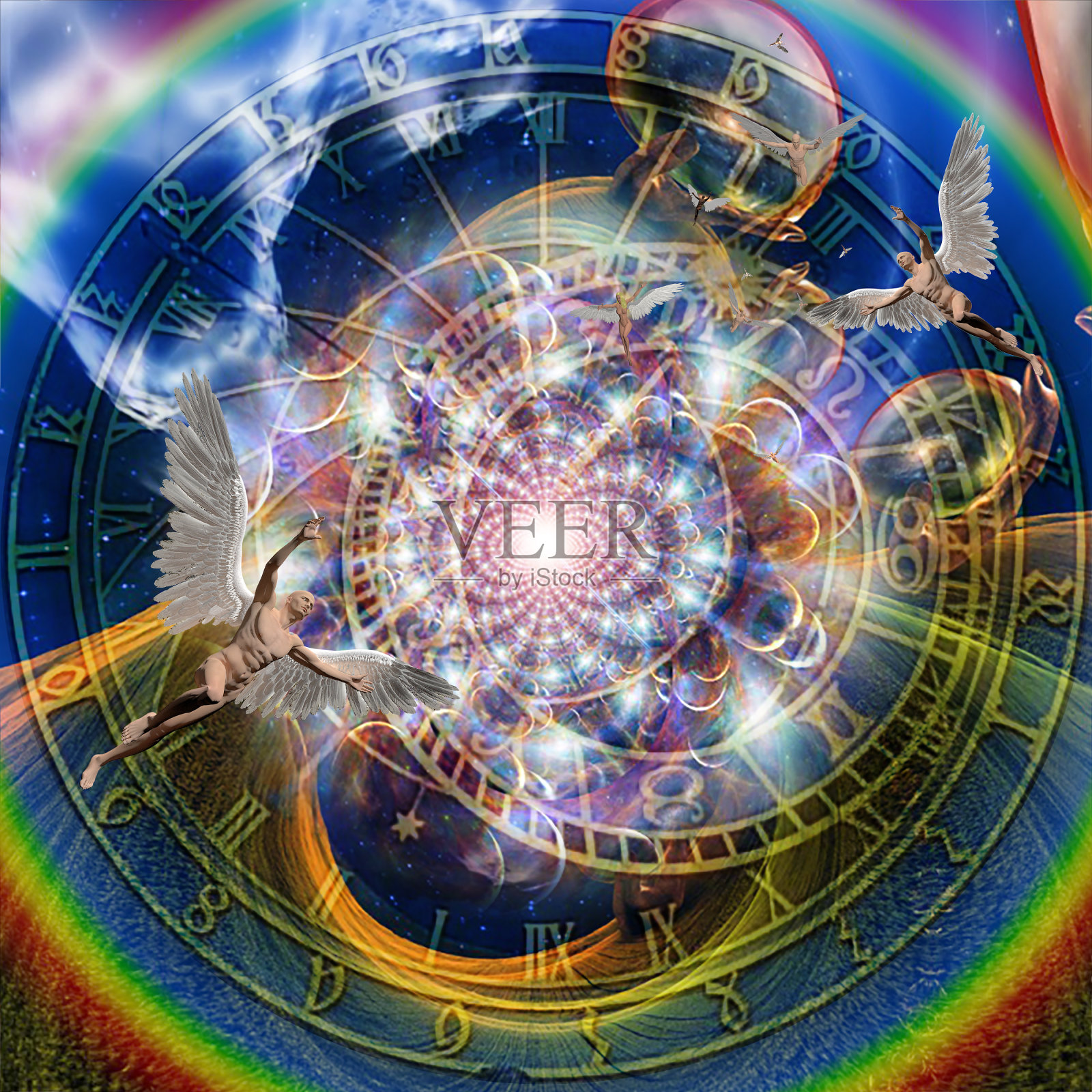 天使在时间插画图片素材