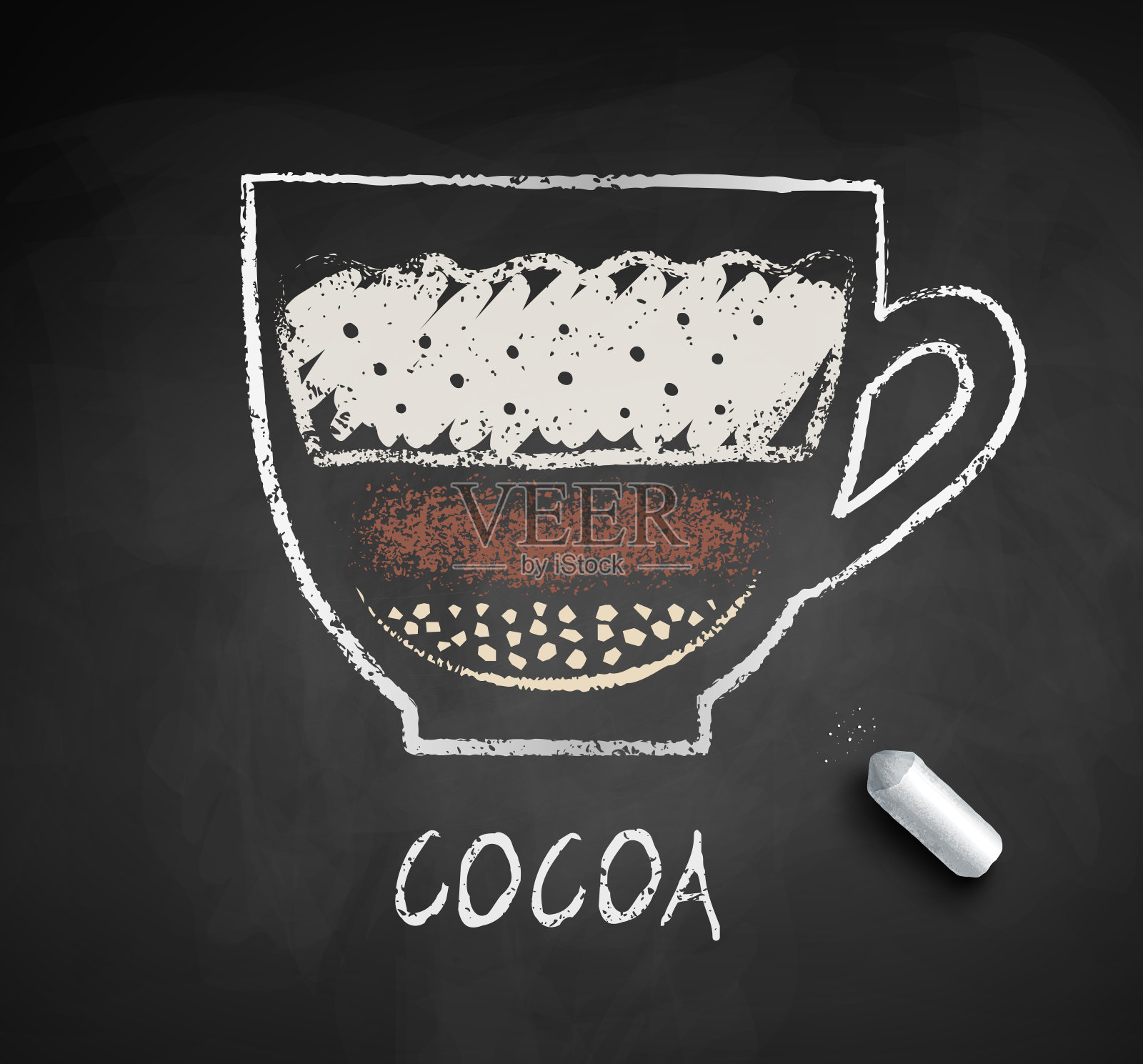 黑板背景上的可可素描插画图片素材
