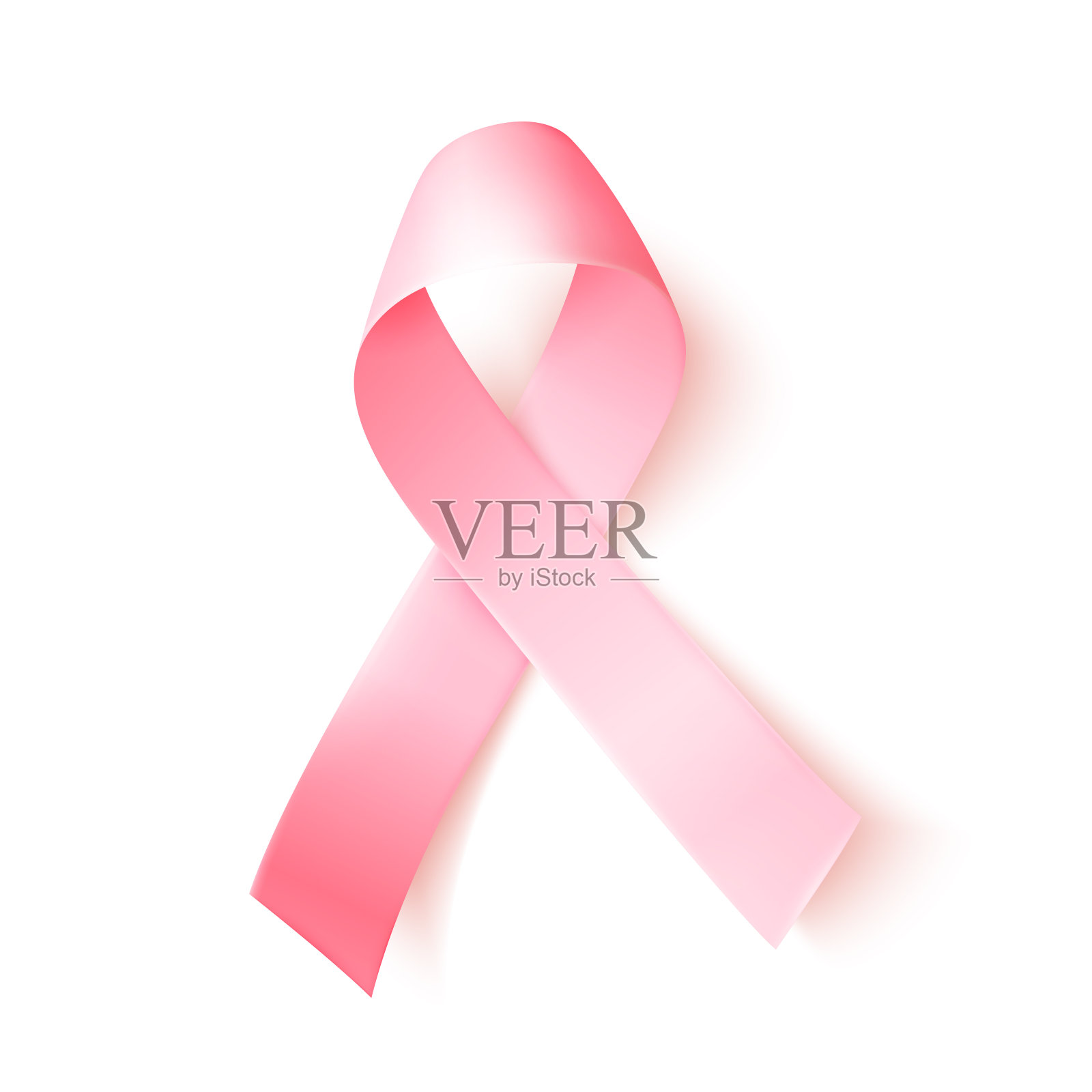 现实的粉红丝带。10月是世界乳腺癌宣传月的标志。矢量插图。插画图片素材