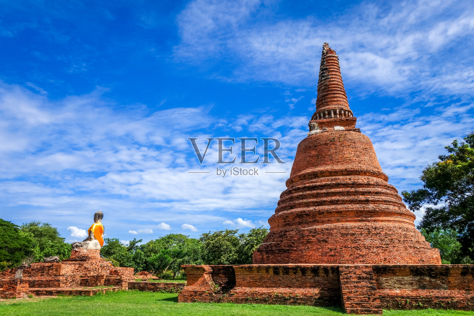 泰国Ayutthaya, Wat Lokaya Sutharam temple照片摄影图片
