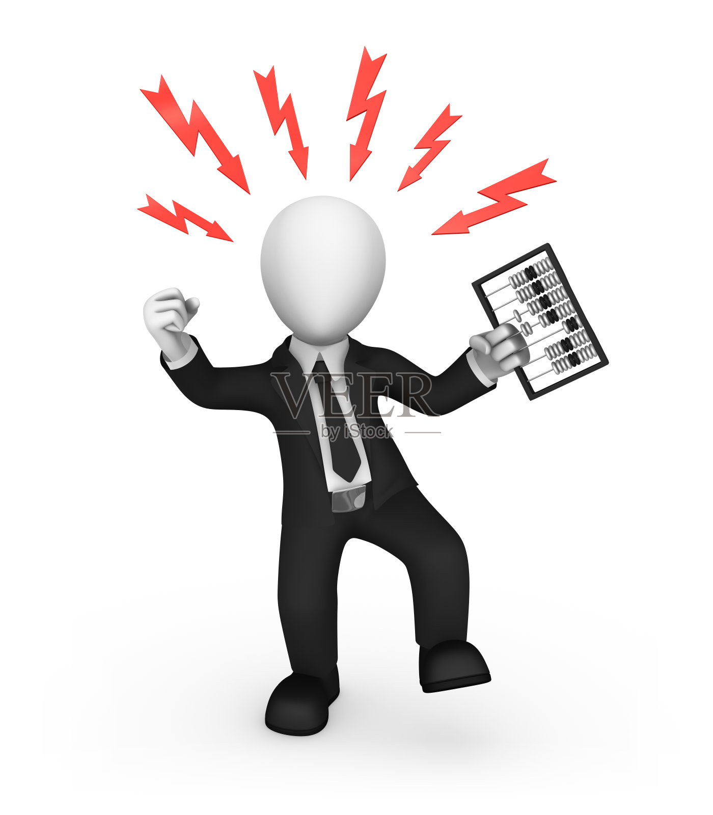 3d愤怒的商人手里拿着算盘。办公室的压力。照片摄影图片