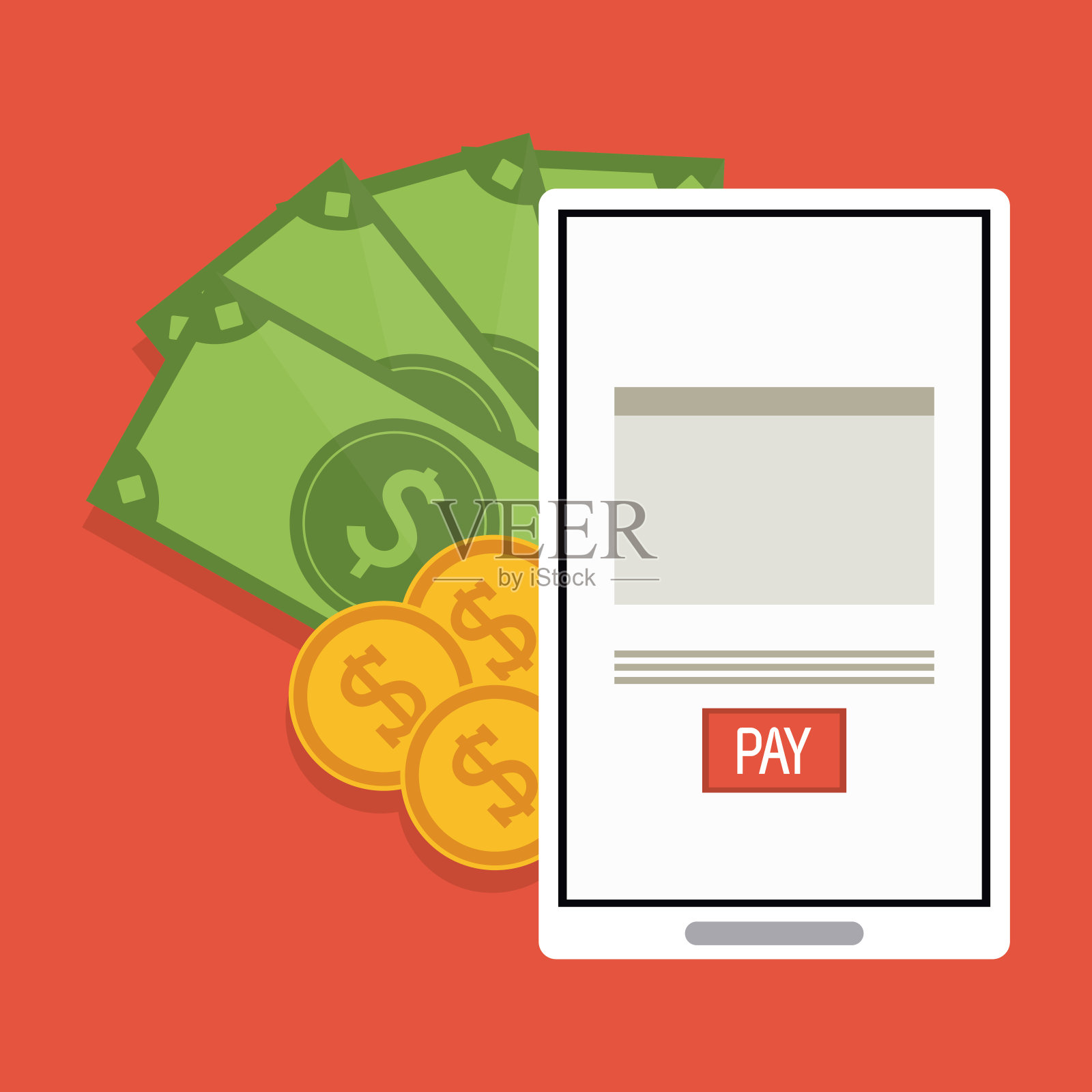 发票的设计。钱图标。丰富多彩的插图,向量插画图片素材