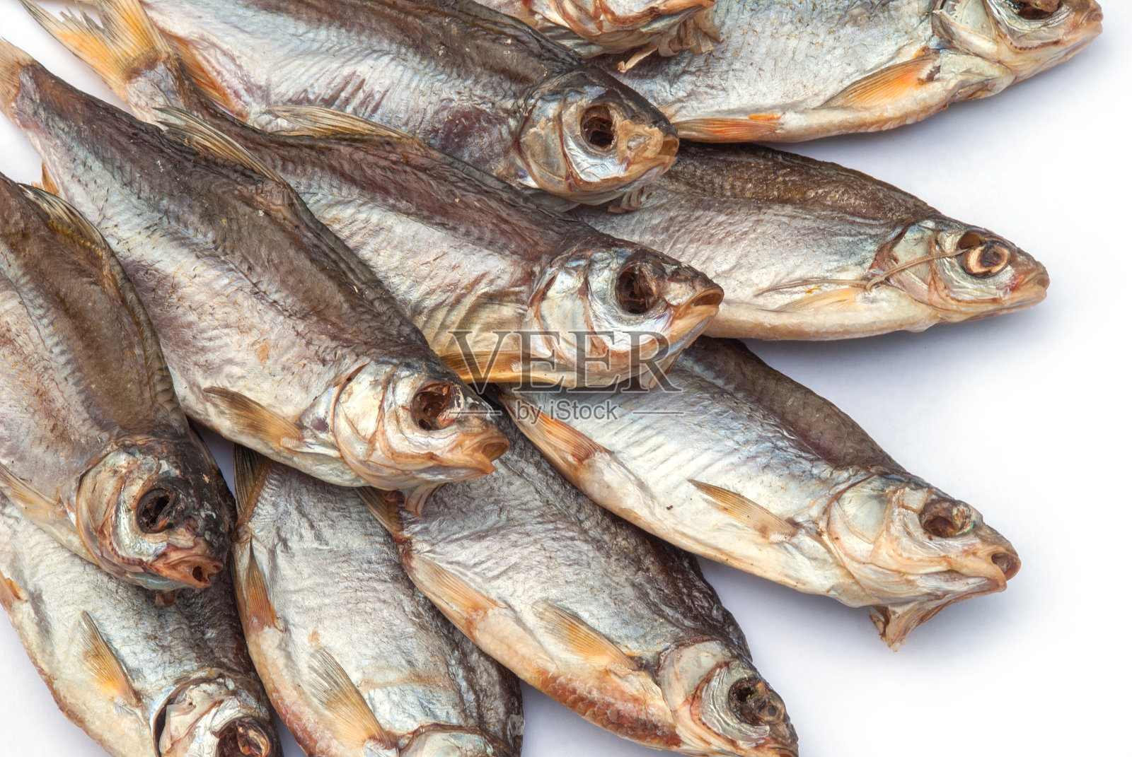 干的vobla在白色的背景照片摄影图片