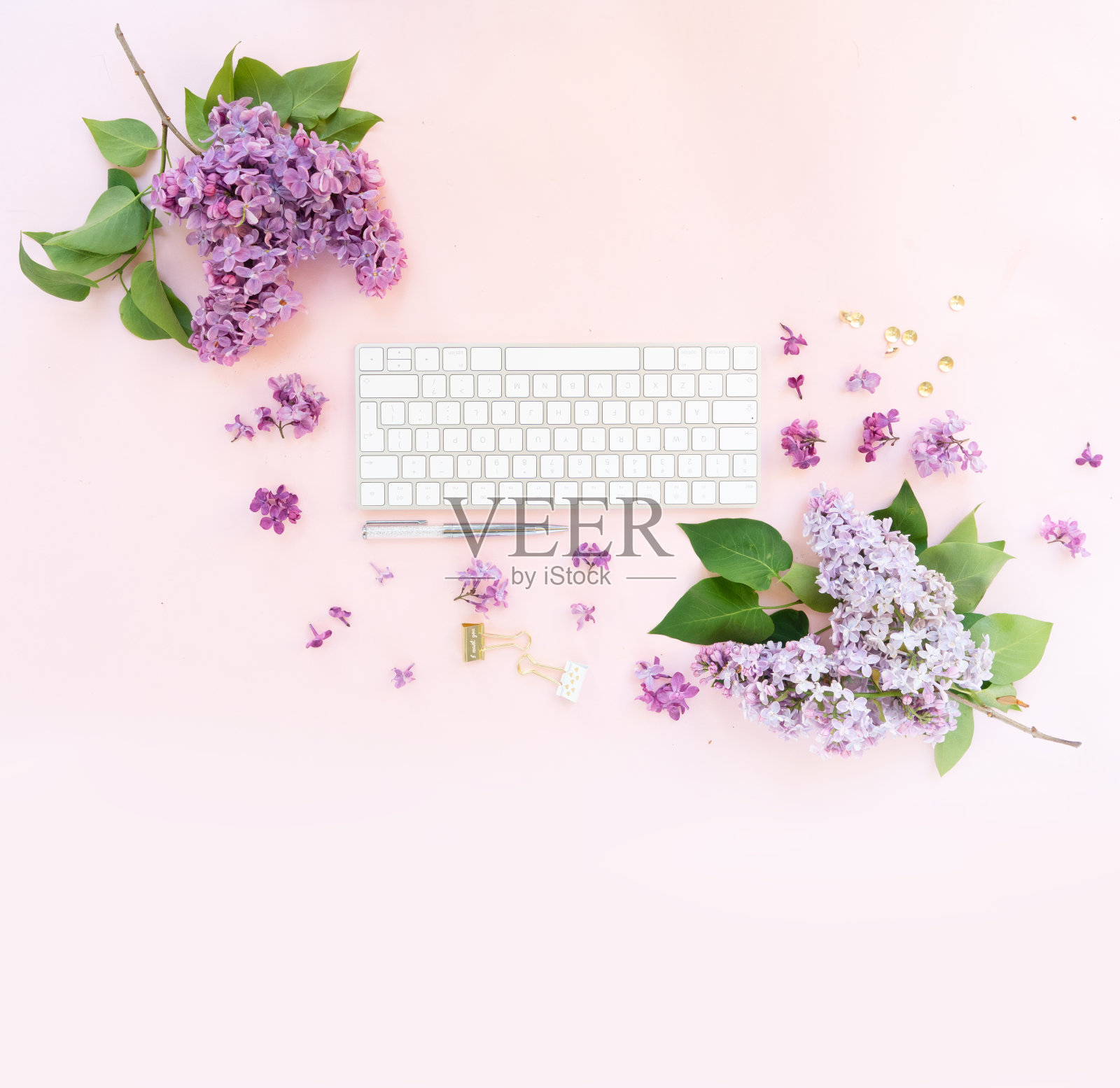 俯视图家庭办公工作空间照片摄影图片