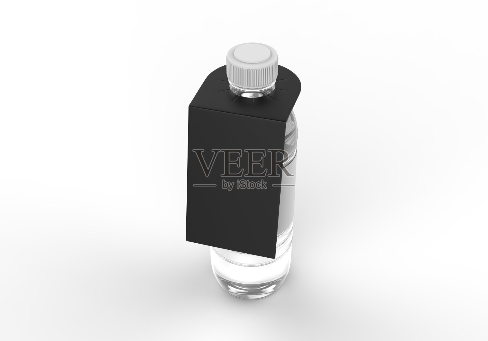 空白瓶弹出颈吊推广标签标签品牌,3d渲染插图。照片摄影图片