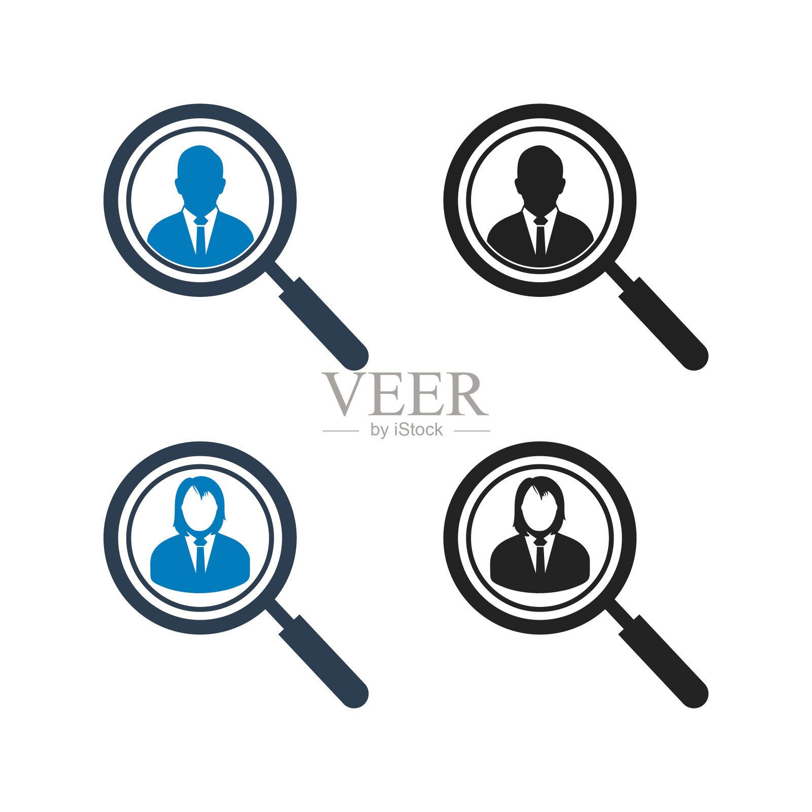 搜索员工图标集。平面风格向量EPS。插画图片素材