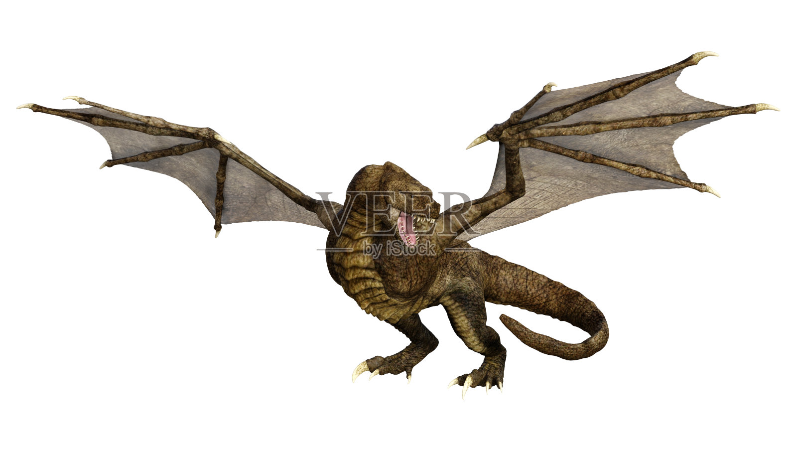 3D插图幻想龙在白色照片摄影图片