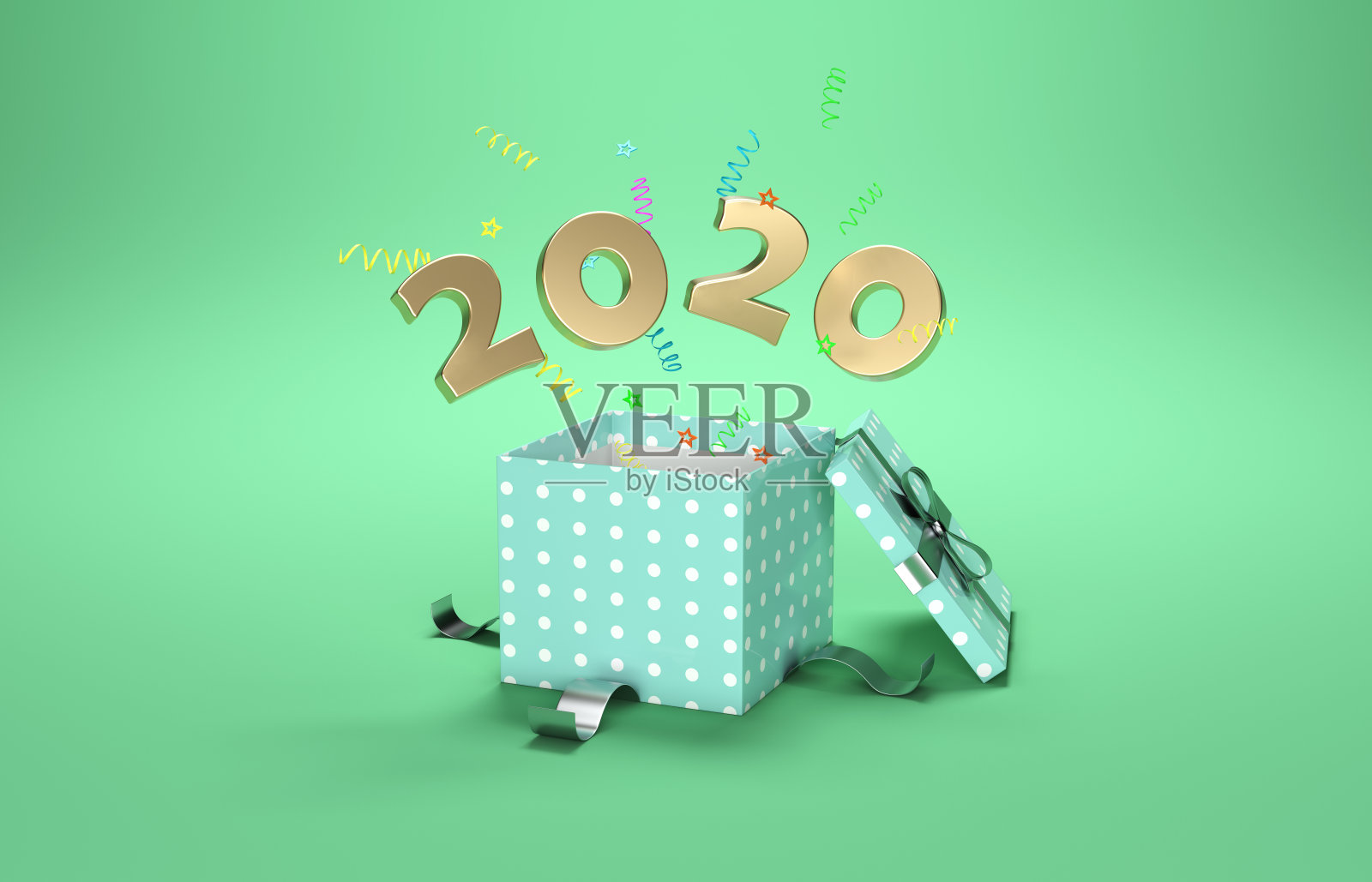 新年2020创意设计概念与礼盒照片摄影图片