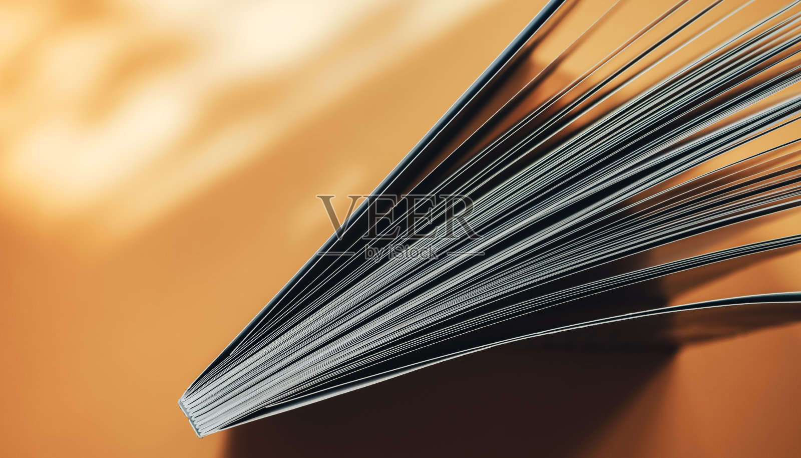 橙色背景的漂亮新书。前视图。照片摄影图片