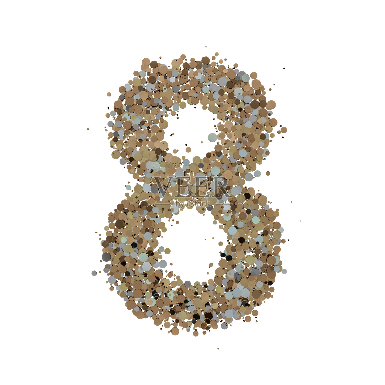 背景上是淡金色数字8。3 d照片摄影图片