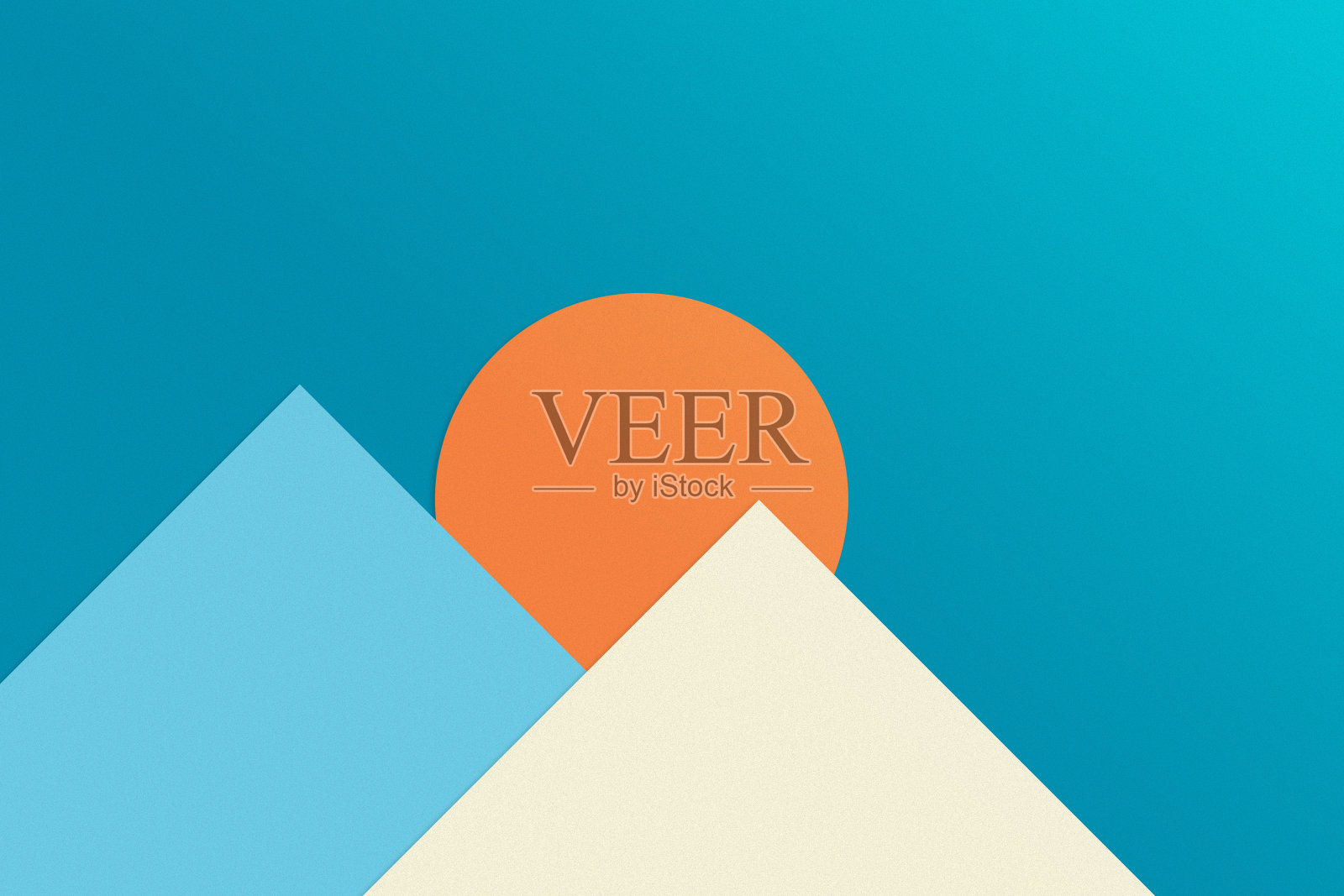 抽象蜡笔彩色极简主义的背景。太阳上的概念山。照片摄影图片