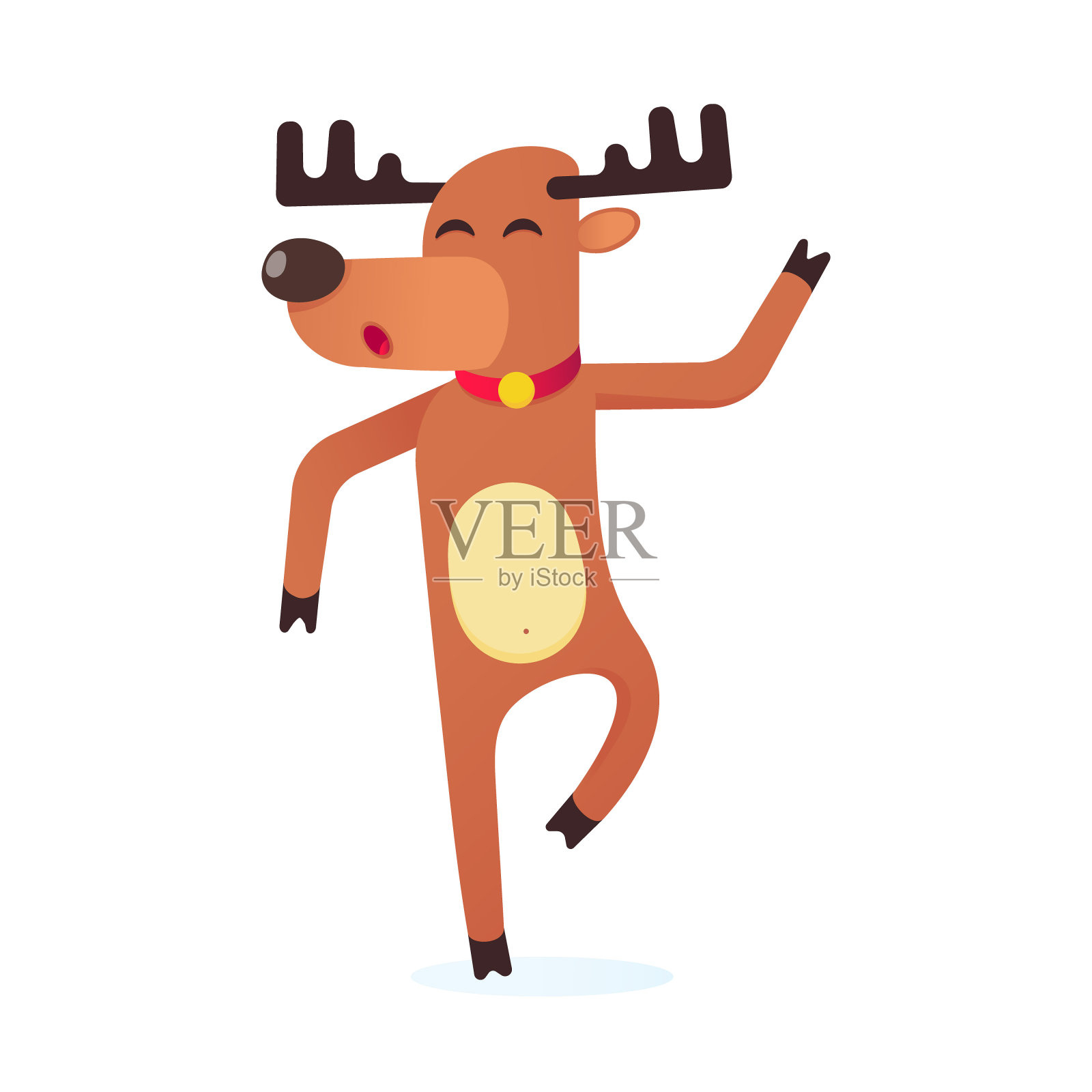 圣诞驯鹿扁平风格设计矢量插图,在白色背景上隔离。圣诞快乐,新年快乐。插画图片素材