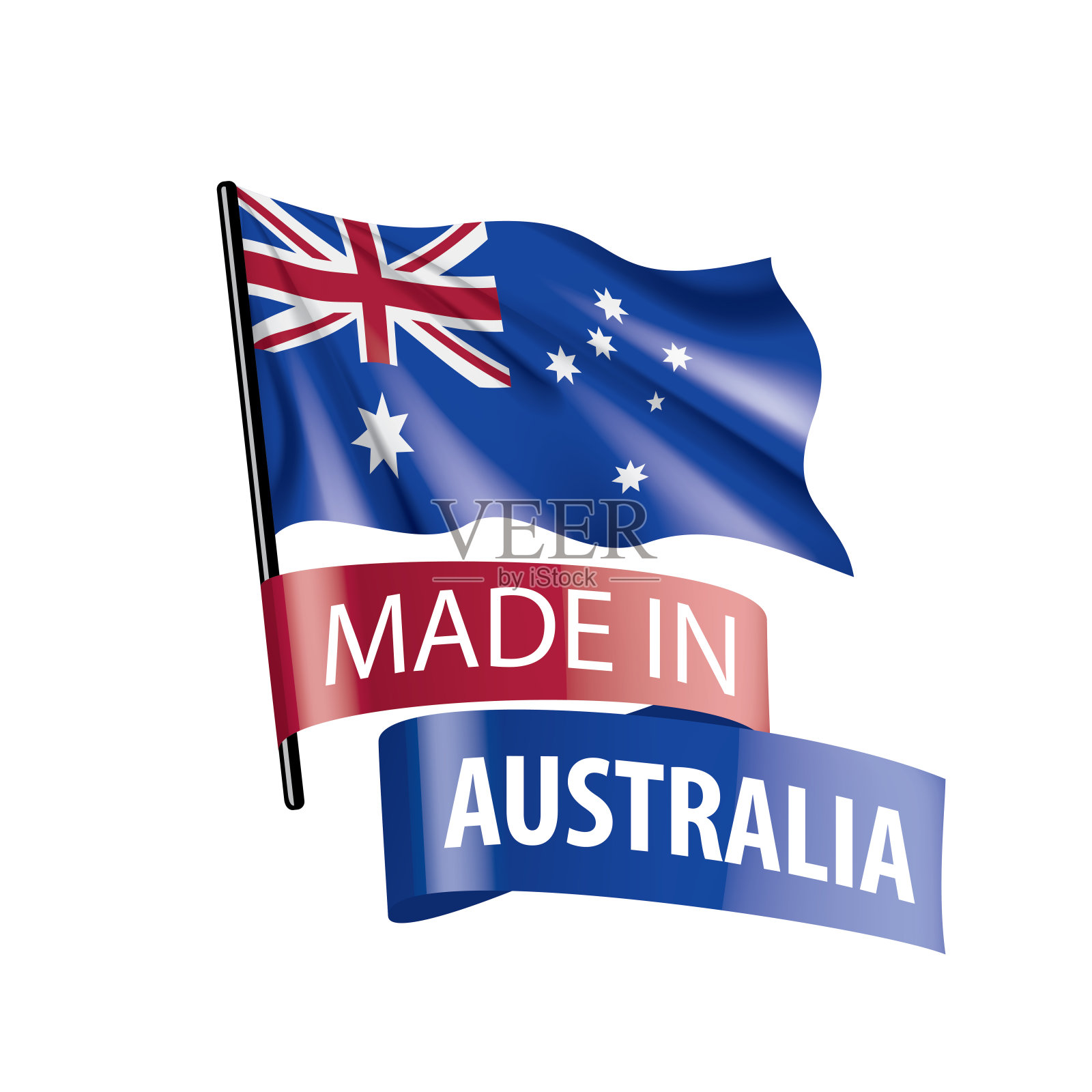 澳大利亚国旗,矢量插图上的白色背景。插画图片素材