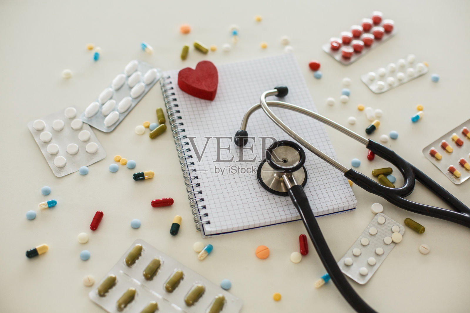 丰富的医疗用品和处方药照片摄影图片