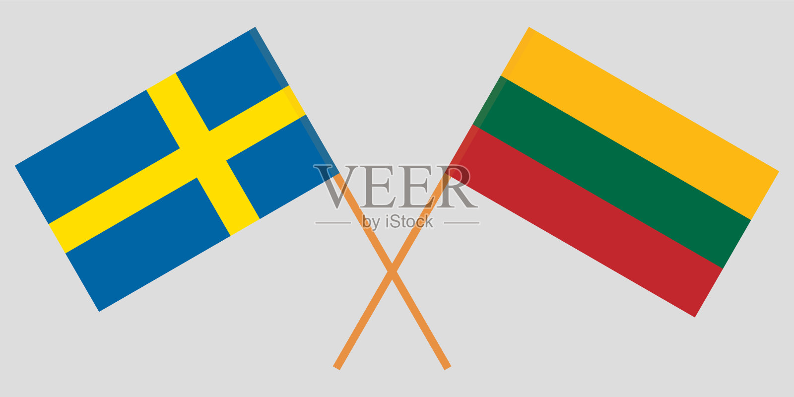 瑞典和立陶宛。交叉瑞典和立陶宛国旗插画图片素材