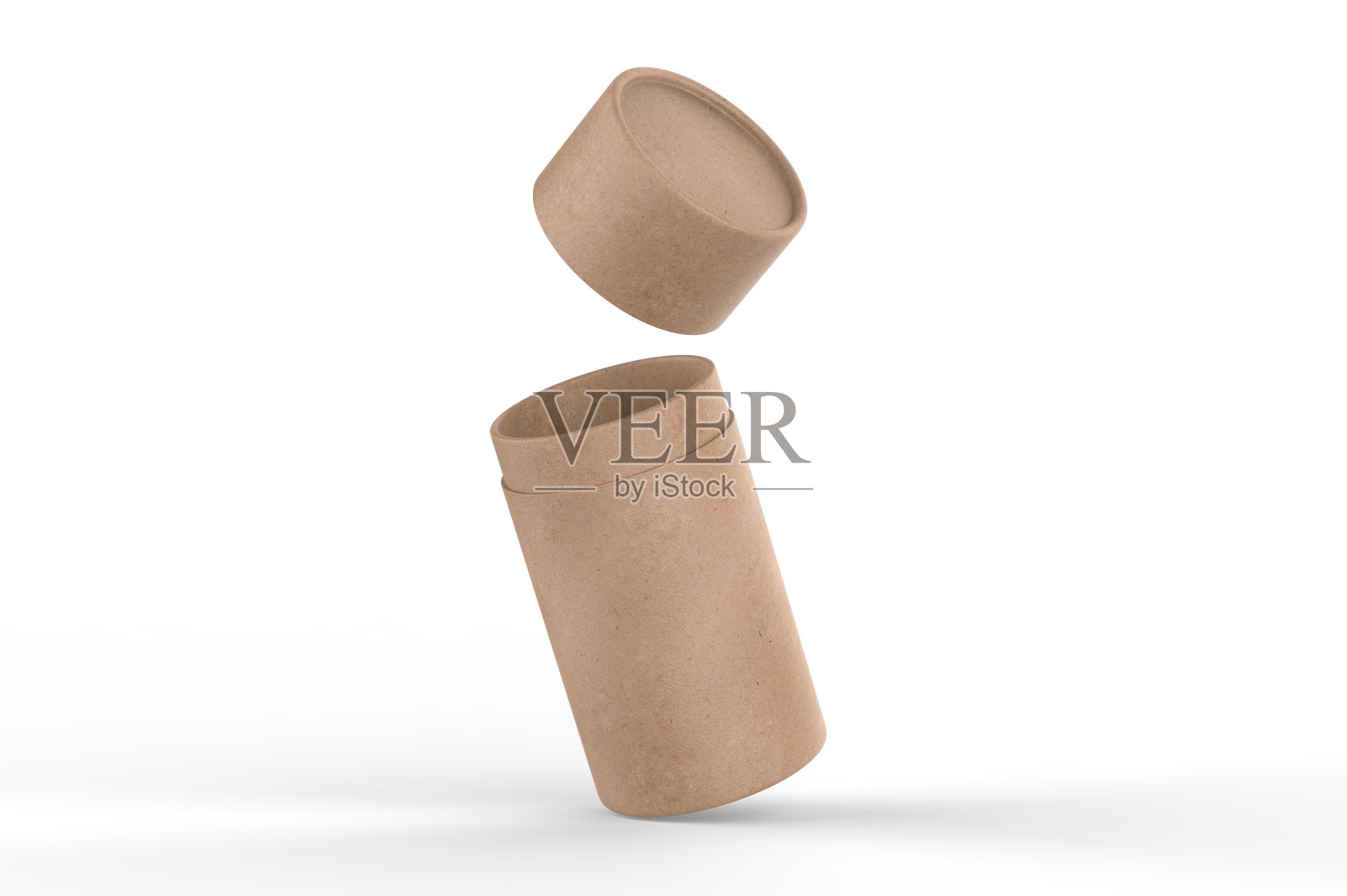 空白牛皮纸上推管品牌。3d渲染插图。照片摄影图片