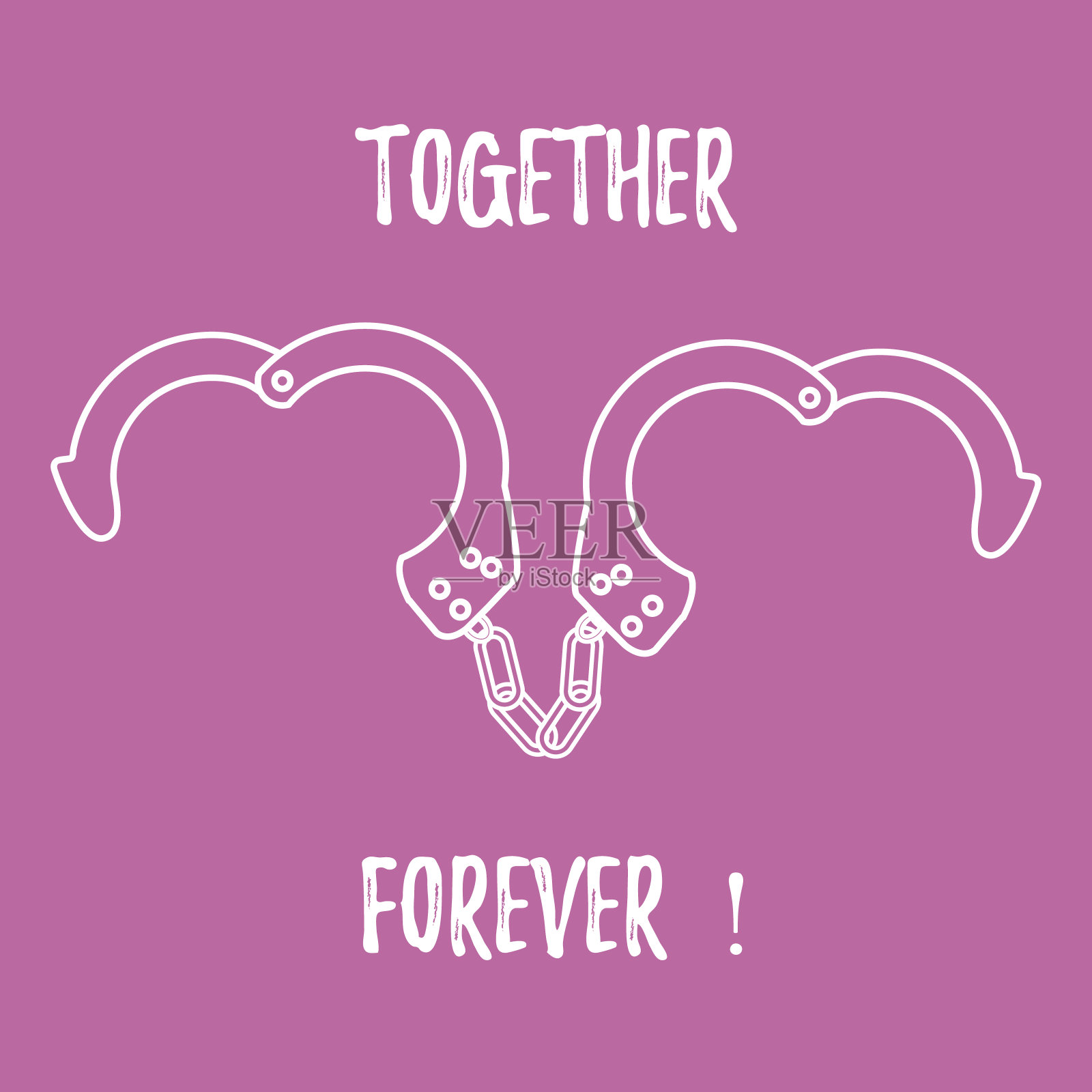 心形手铐。情人节。插画图片素材