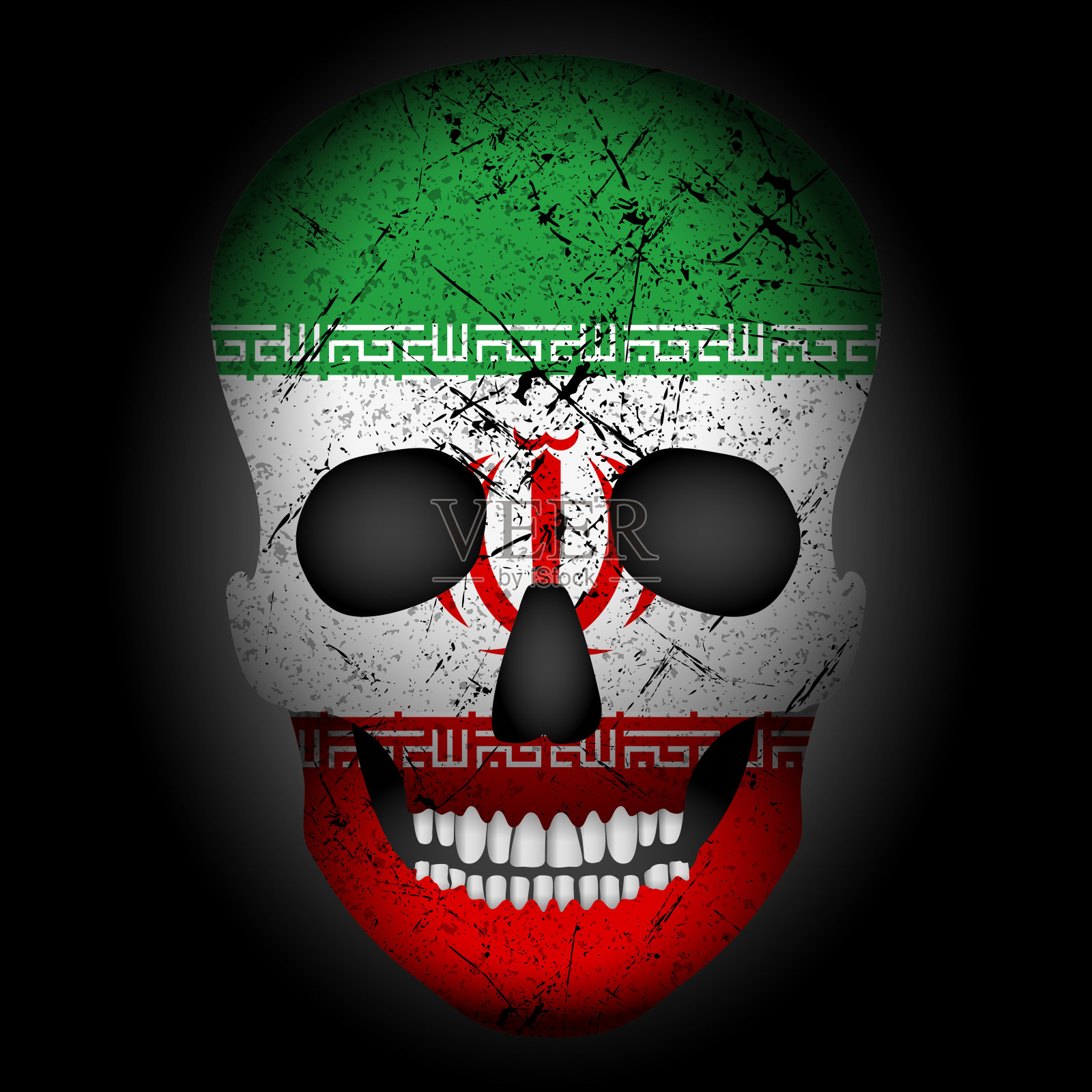 骷髅旗伊朗插画图片素材