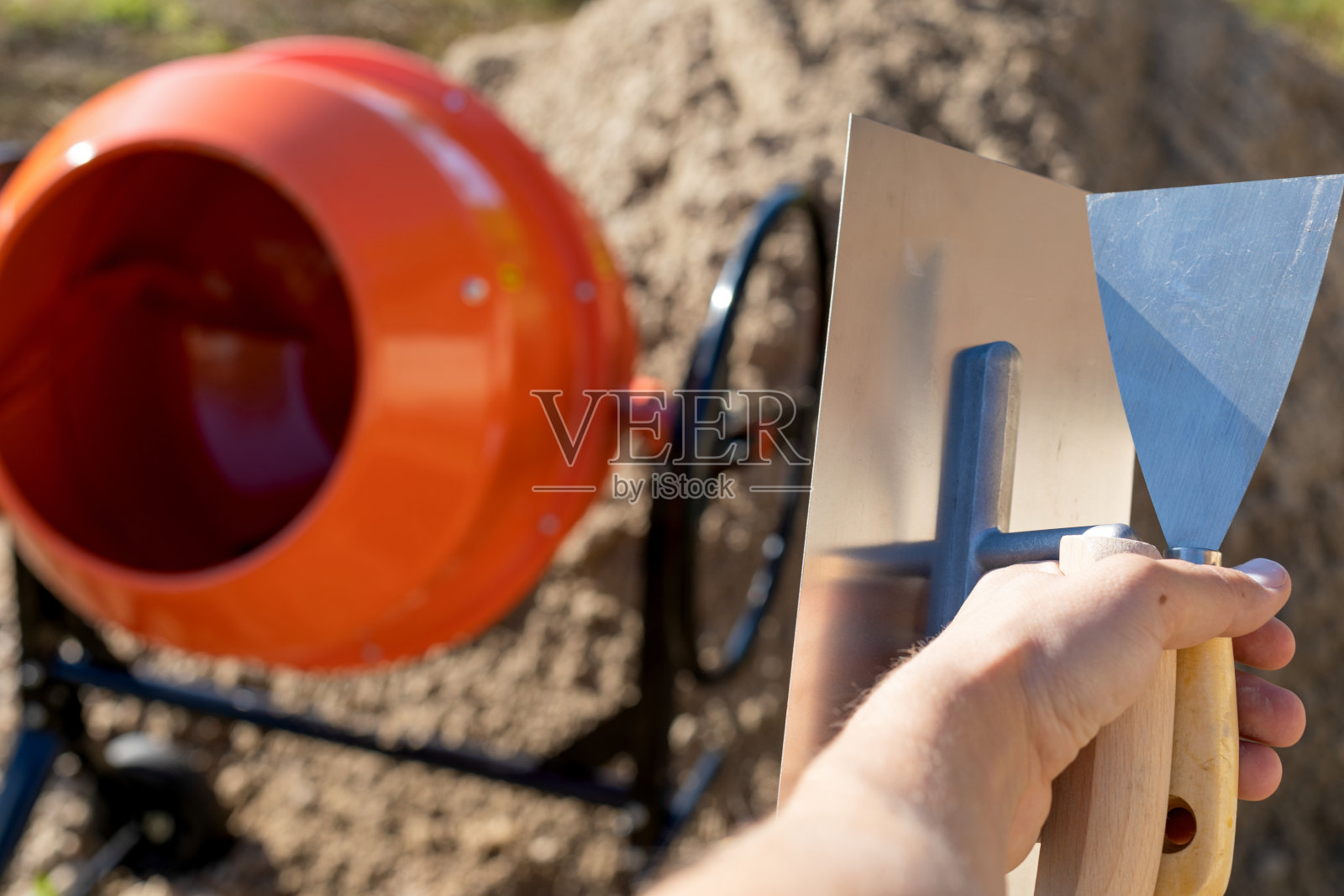 电动水泥搅拌机照片摄影图片