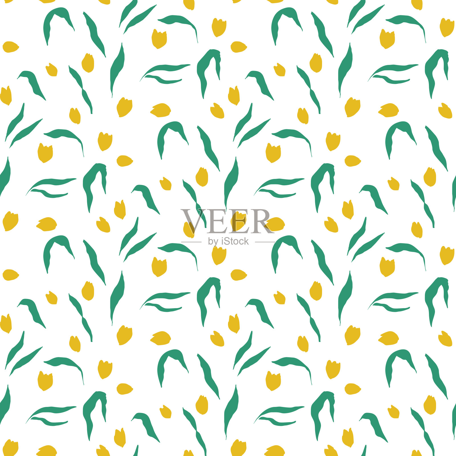 黄色郁金香无缝图案插画图片素材