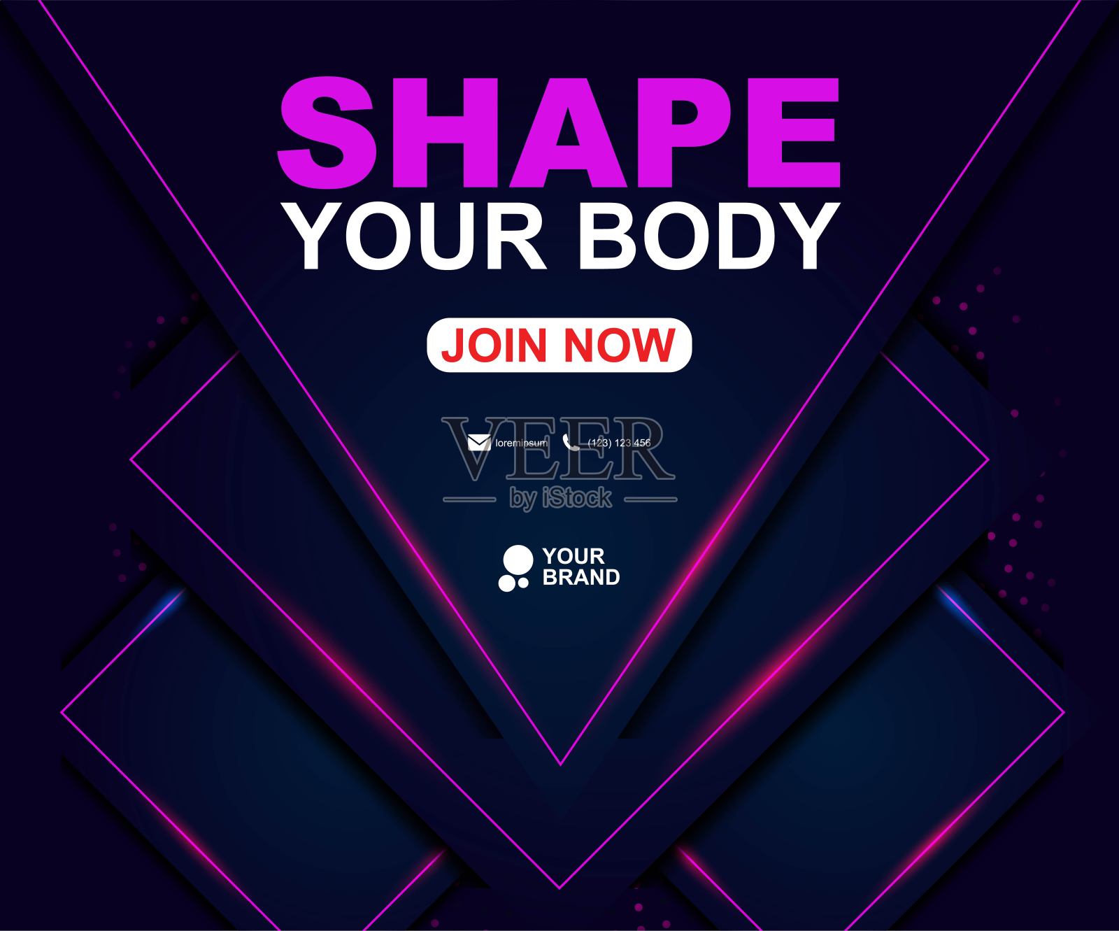 健身宣传单模板。健身中心海报模板。现代健身健身手册收藏。现代黑色抽象几何背景设计。插画图片素材