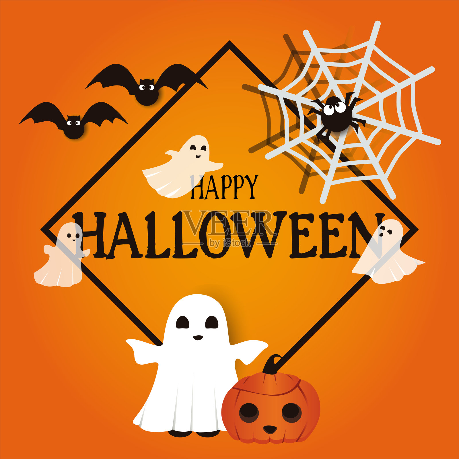 万圣节短信可爱向量快乐。插画图片素材