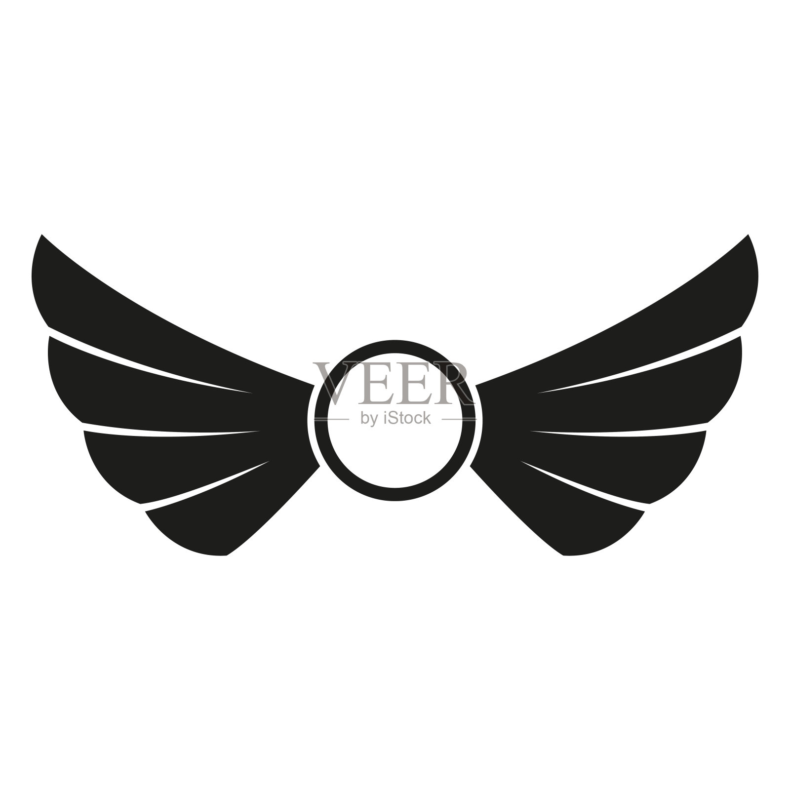 翅膀图标孤立在白色背景。翼徽或翼标矢量插图。插画图片素材