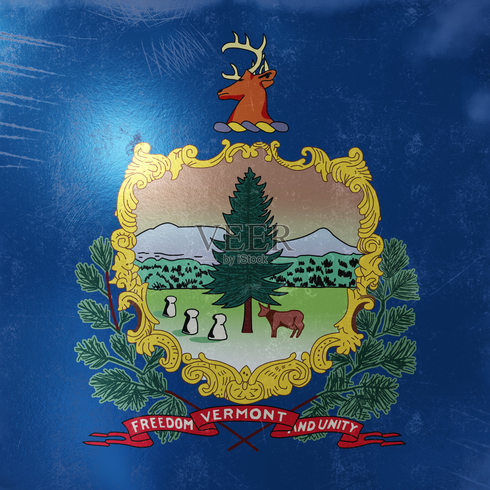 佛蒙特州旗帜图标插画图片素材
