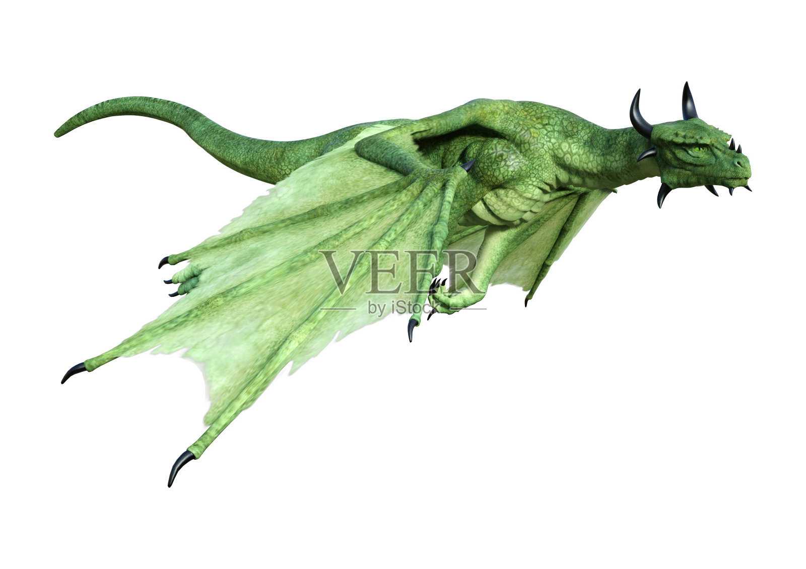 3D插图幻想龙在白色照片摄影图片