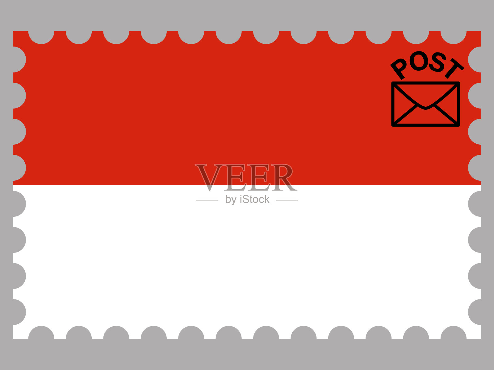 邮票内附有印尼国旗。孤立的背景。原始颜色和比例。创意矢量插图,从国家设置,为明信片,标志,信插画图片素材