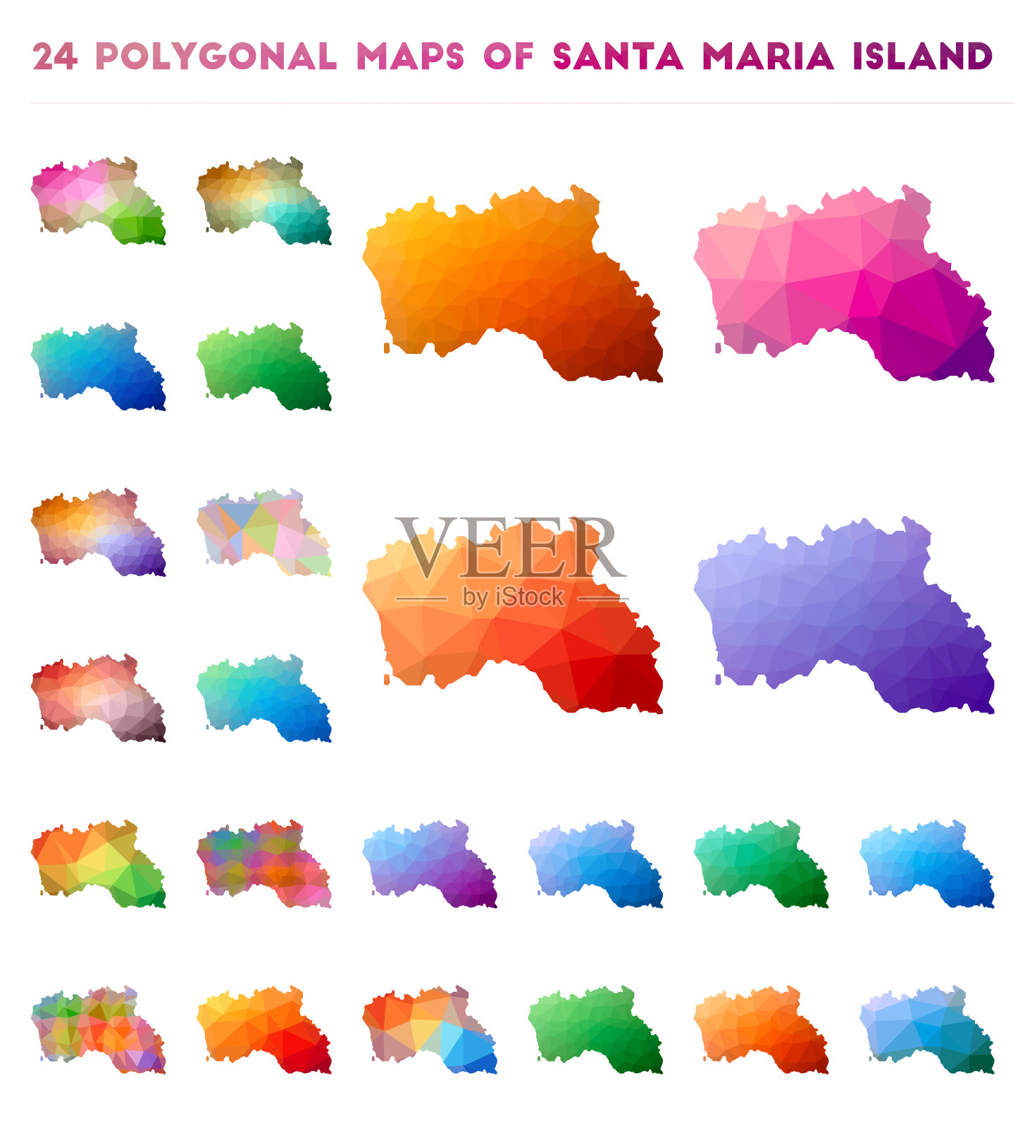 圣玛丽亚岛的矢量多边形地图集。插画图片素材