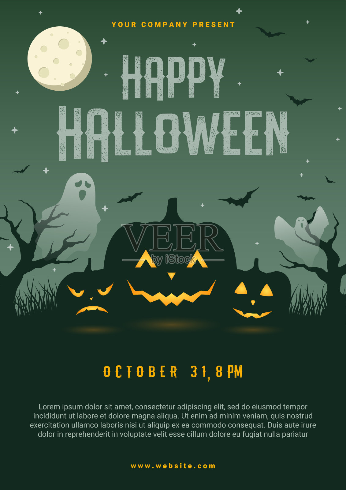 万圣节快乐商业传单设计模板,矢量插图设计模板素材