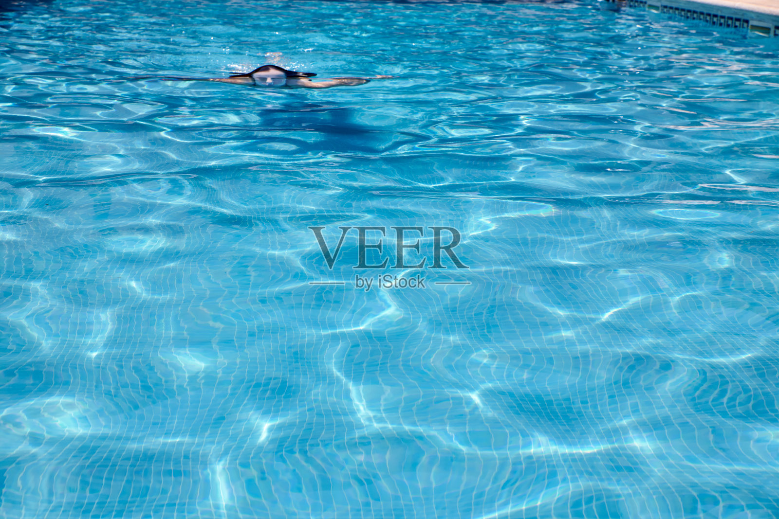 在游泳池里游泳的女人照片摄影图片